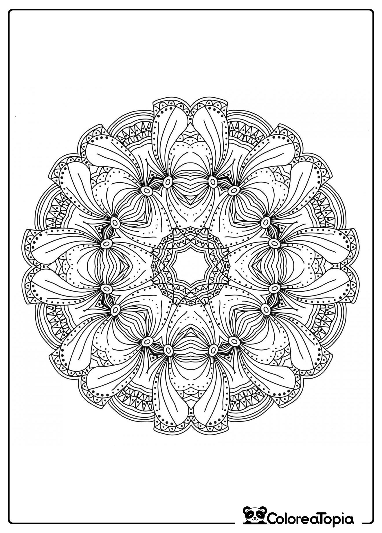 Mandala Pradera de Flores - dibujo para colorear