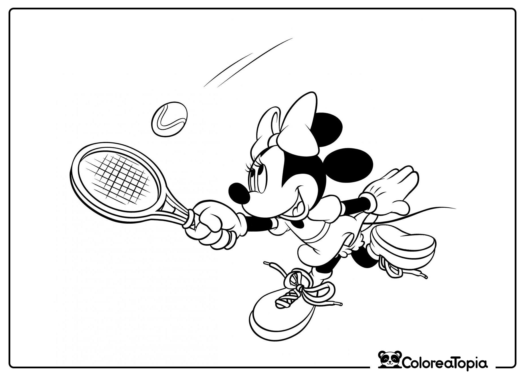 Minnie atrapa la pelota de tenis - dibujo para colorear