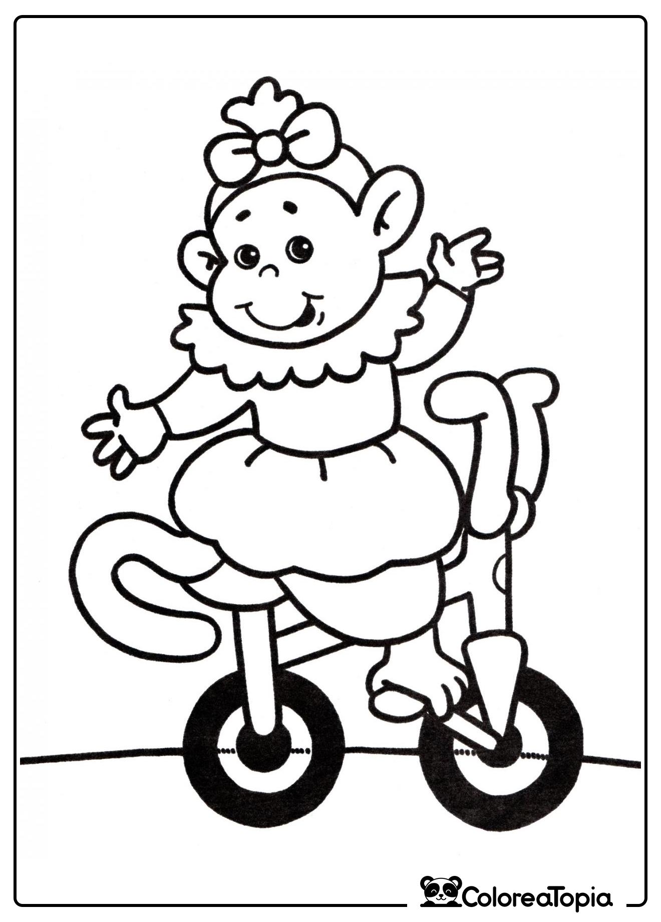 Monito en bicicleta - dibujo para colorear