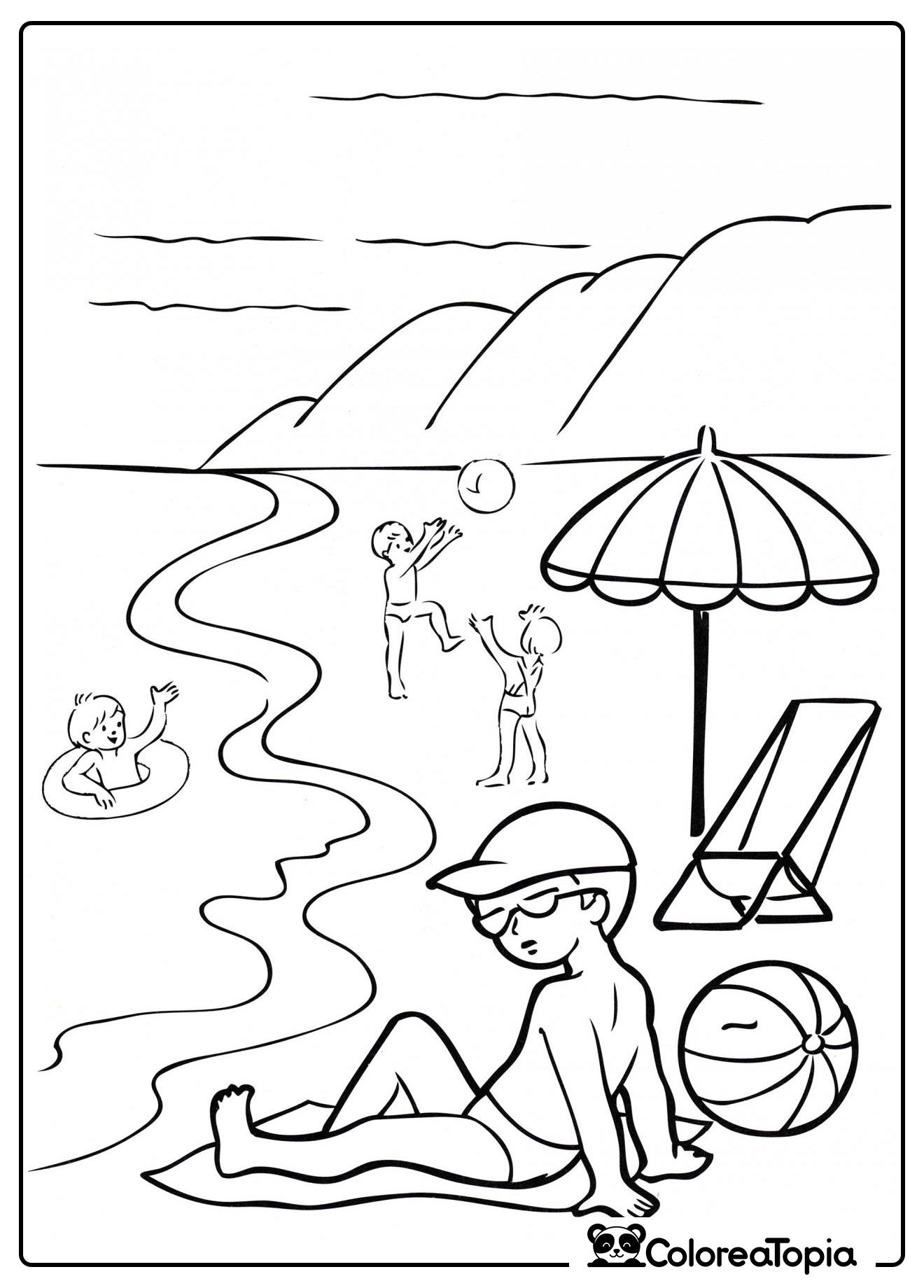 Niños en el mar - dibujo para colorear