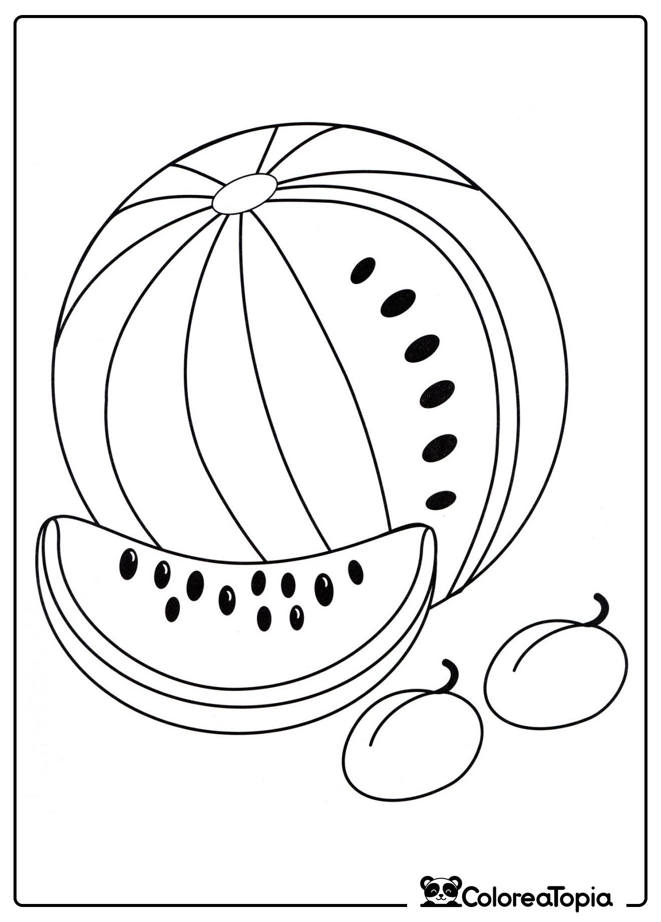 Sandía y ciruelas - dibujo para colorear