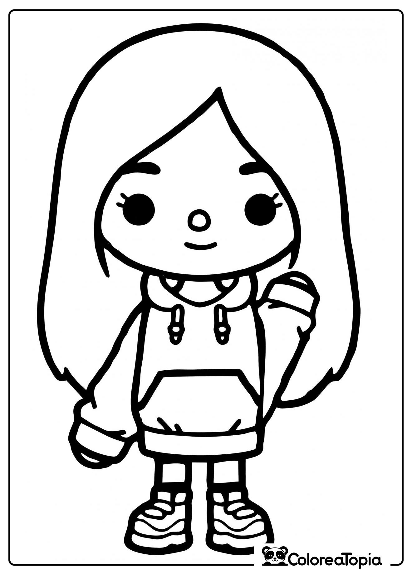 Solo una niña con capucha - dibujo para colorear