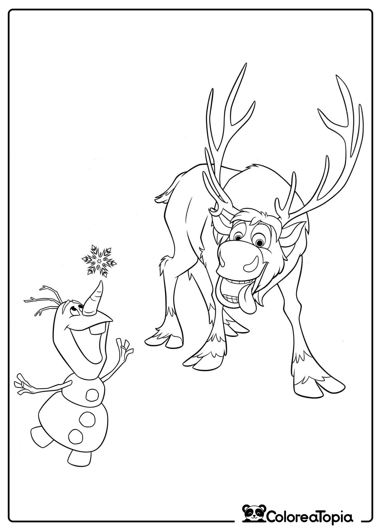 Sven y Olaf - dibujo para colorear