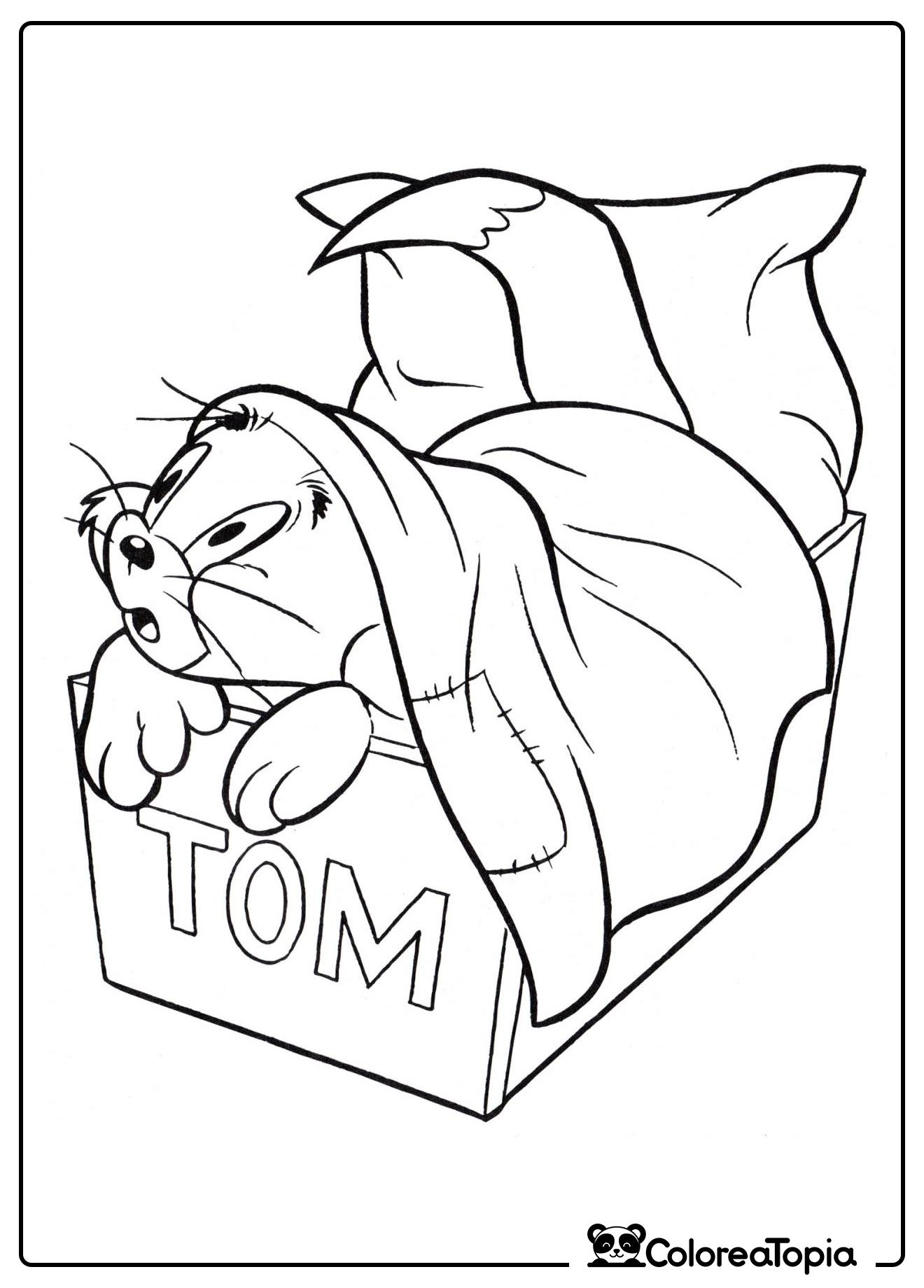 Tom en la cama - dibujo para colorear