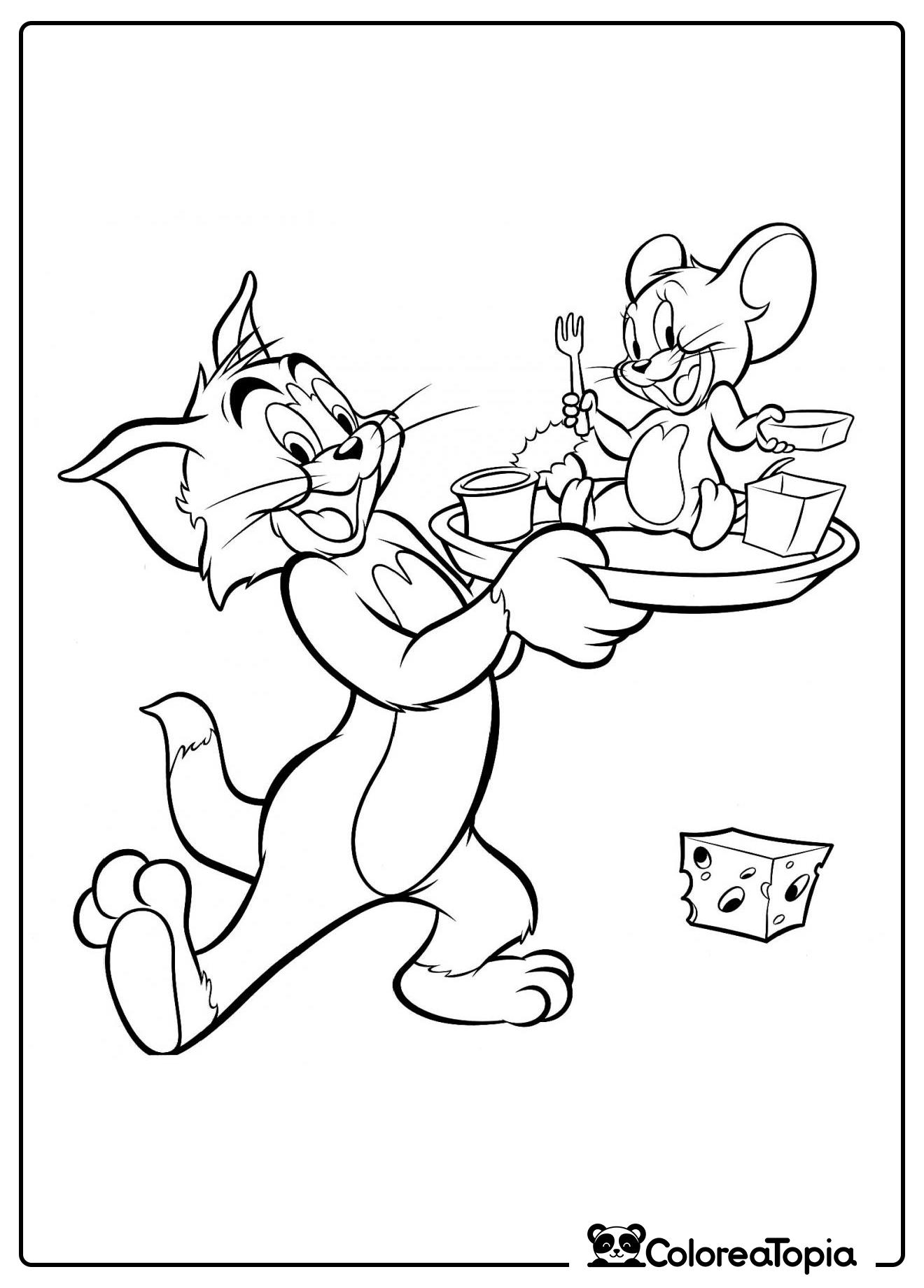 Tom quiere comer a Jerry - dibujo para colorear