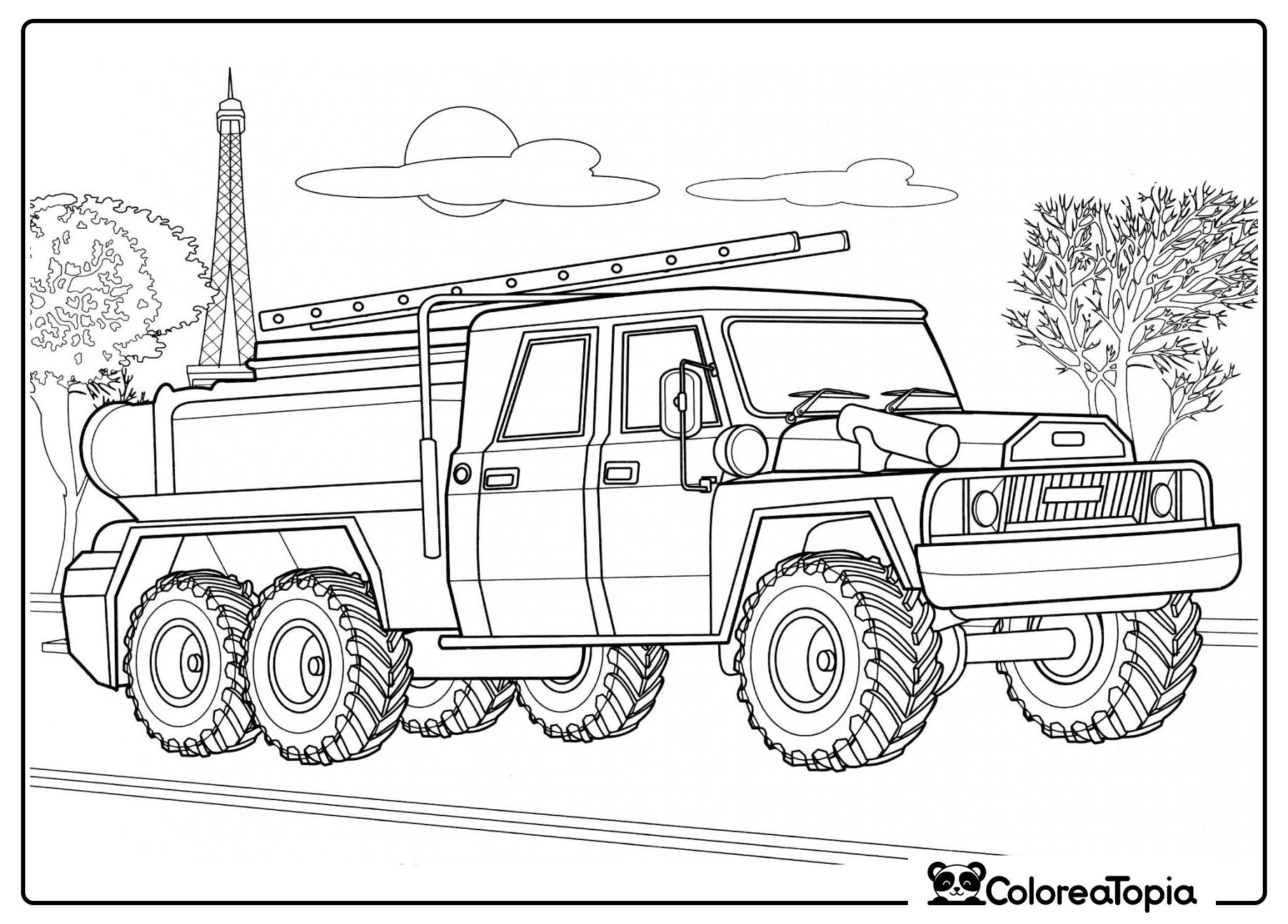 Vehículo de bomberos Acmat TPK-641 - dibujo para colorear