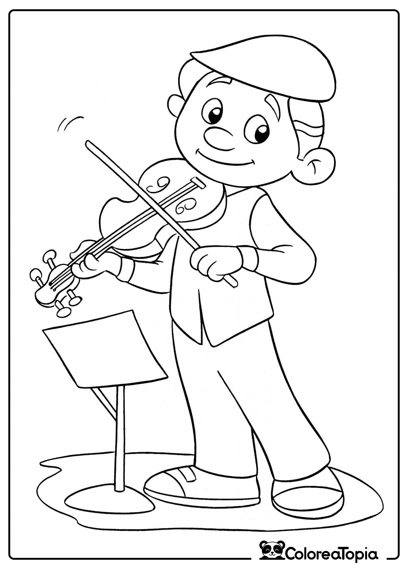 Violinista con violín - dibujo para colorear