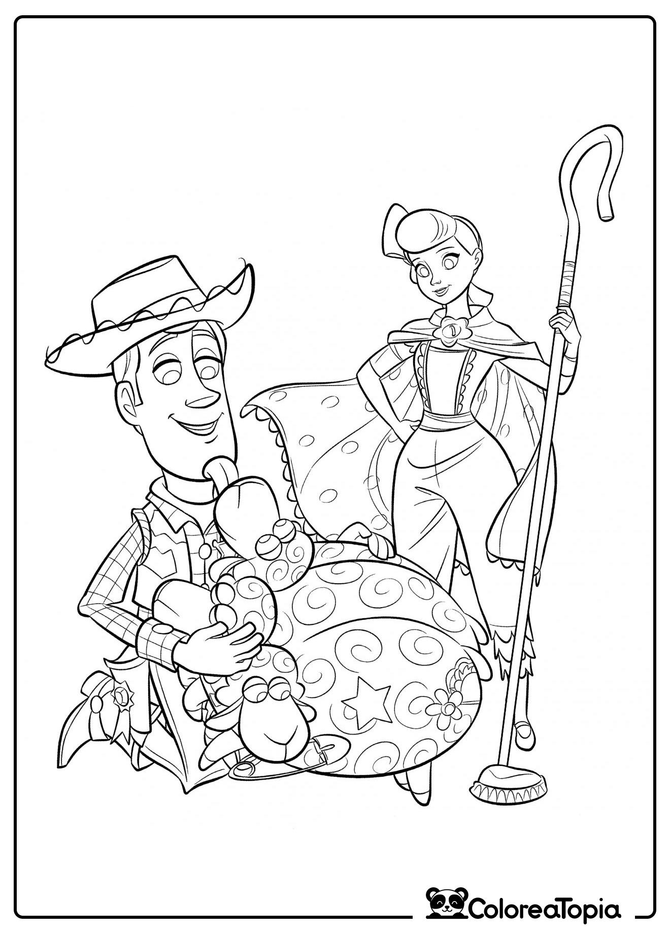 Woody está enamorado de Bo Peep - dibujo para colorear