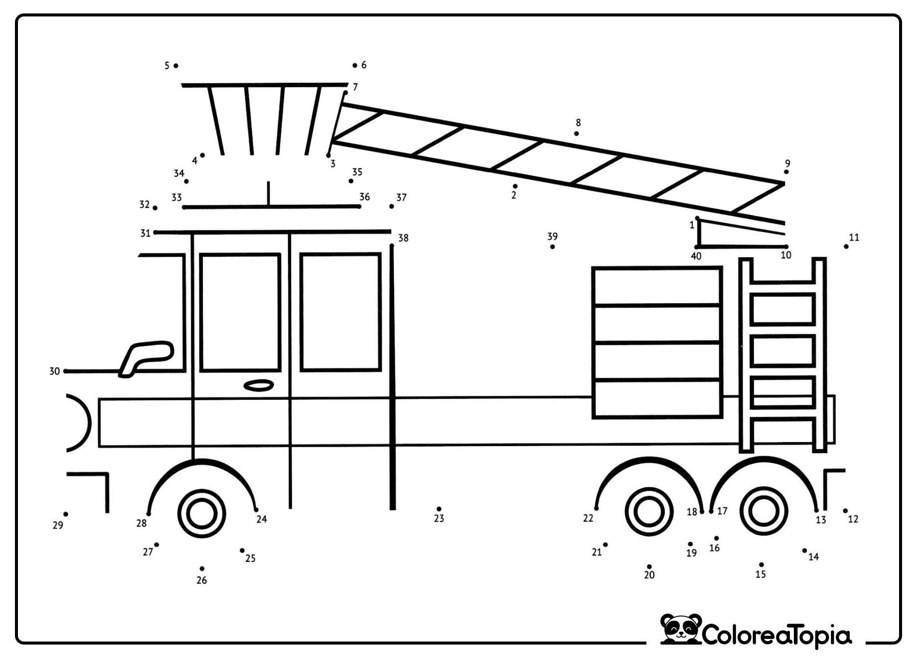 Camión de bomberos por puntos - dibujo para colorear