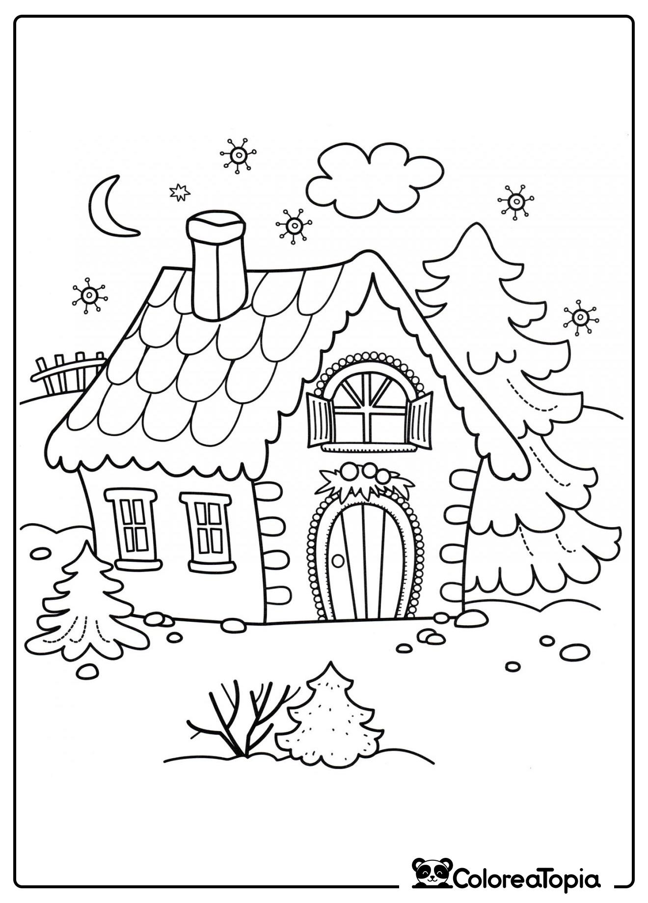 Casa de Papá Noel - dibujo para colorear