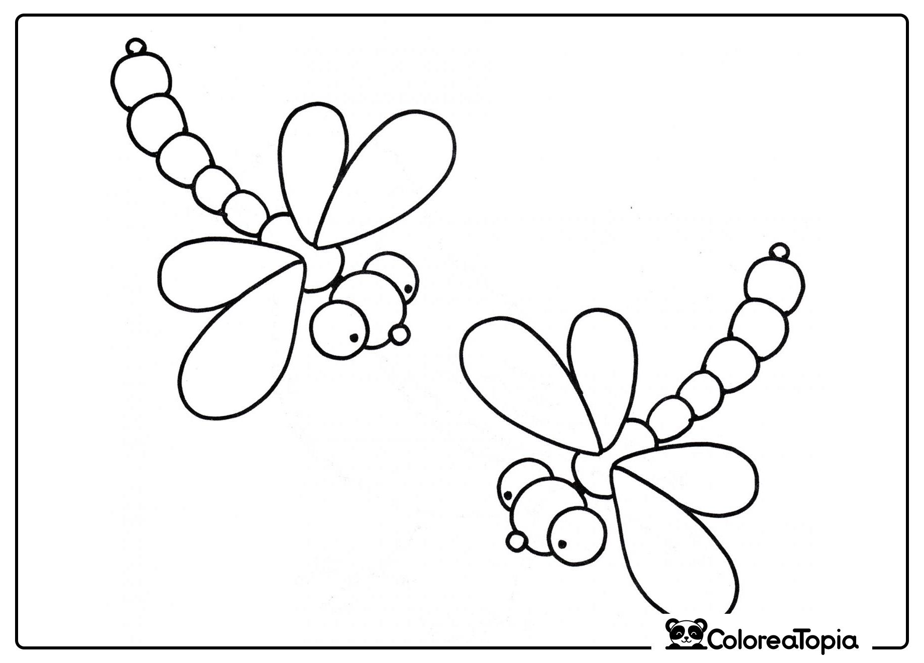 Dos libélulas - dibujo para colorear