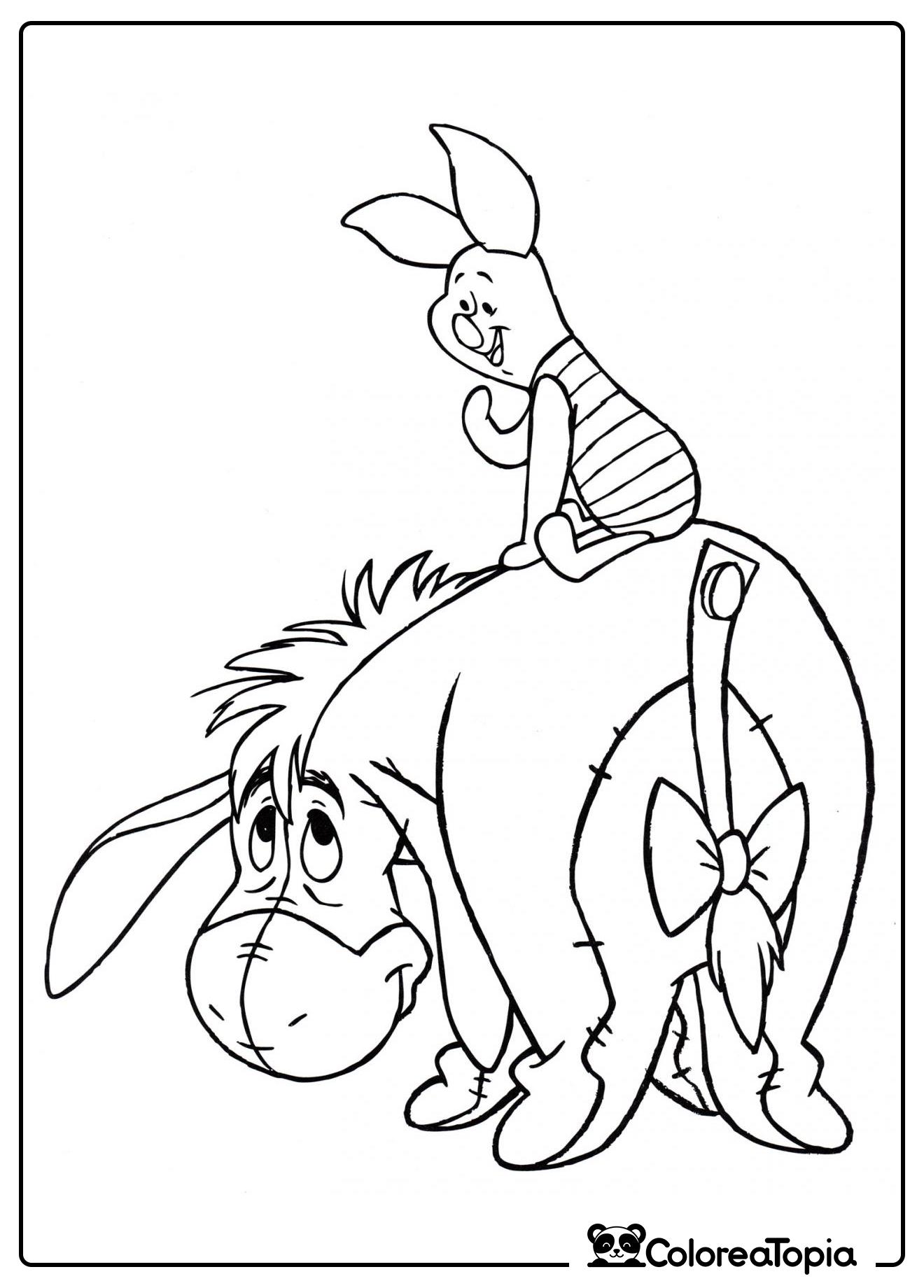 El burro y Piglet - dibujo para colorear