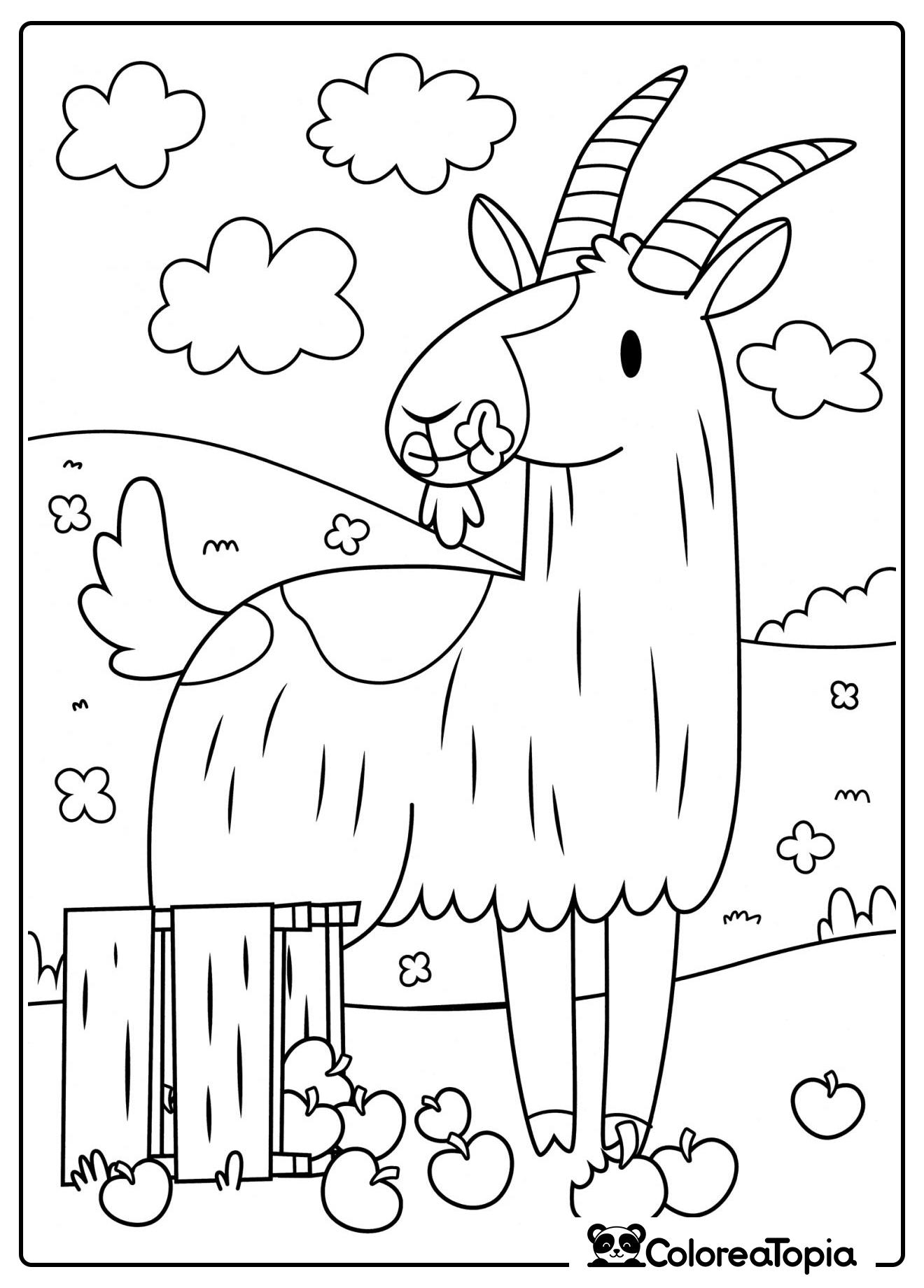 El cabrito come manzanas - dibujo para colorear