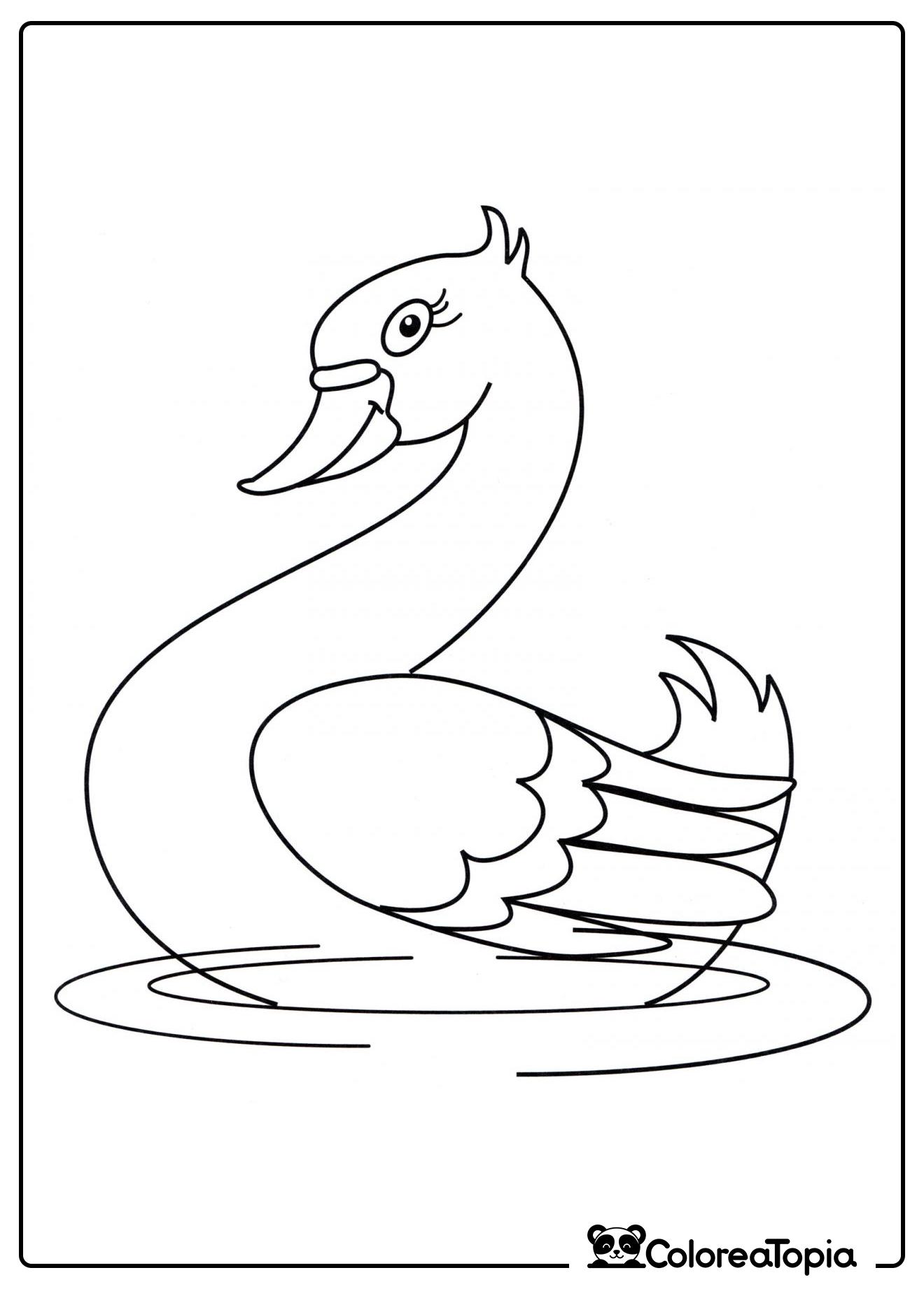 El cisne nada - dibujo para colorear