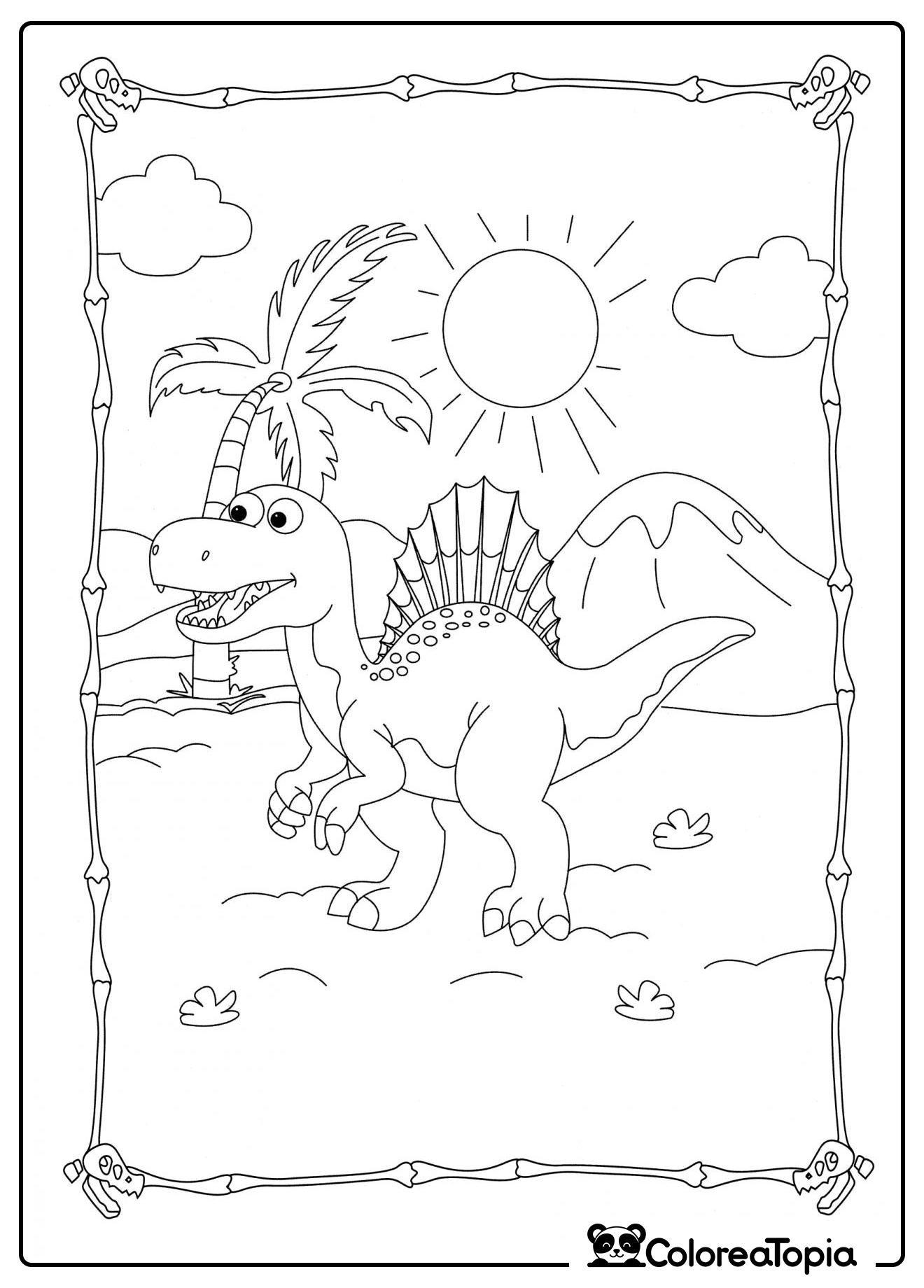 El espinosaurio se está tomando el sol - dibujo para colorear