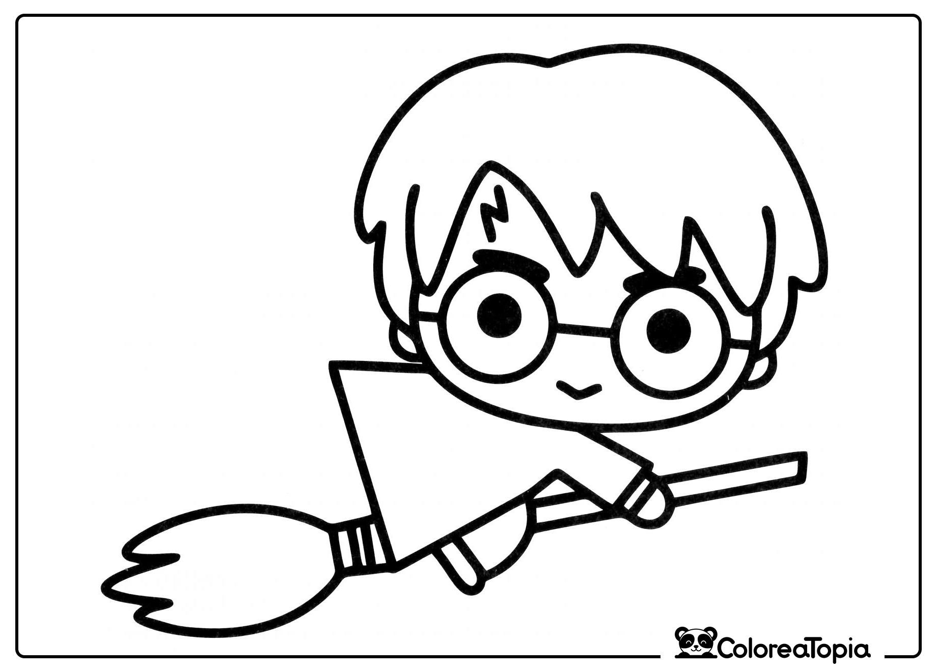 Harry Potter en la escoba - dibujo para colorear