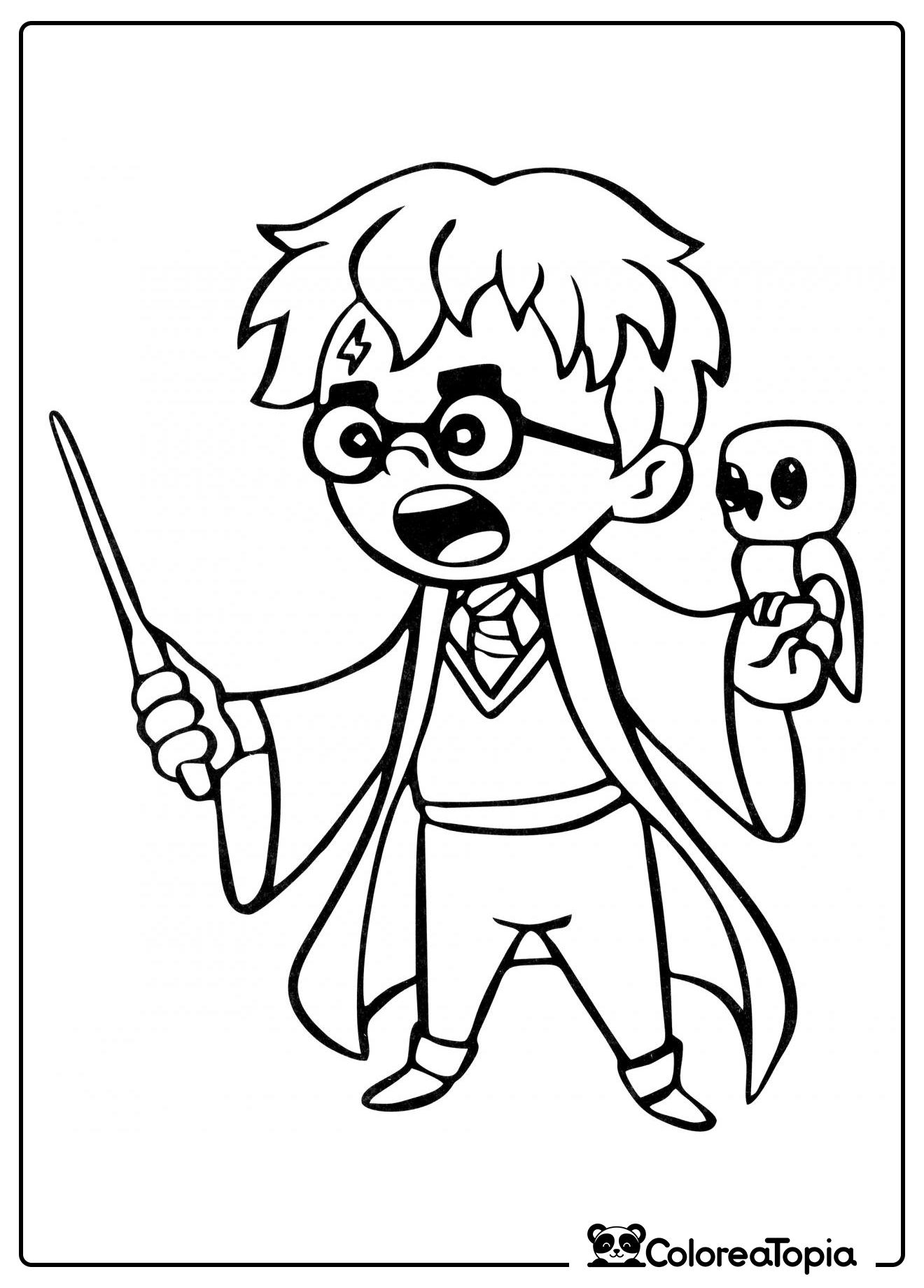 Harry Potter pronuncia un hechizo - dibujo para colorear