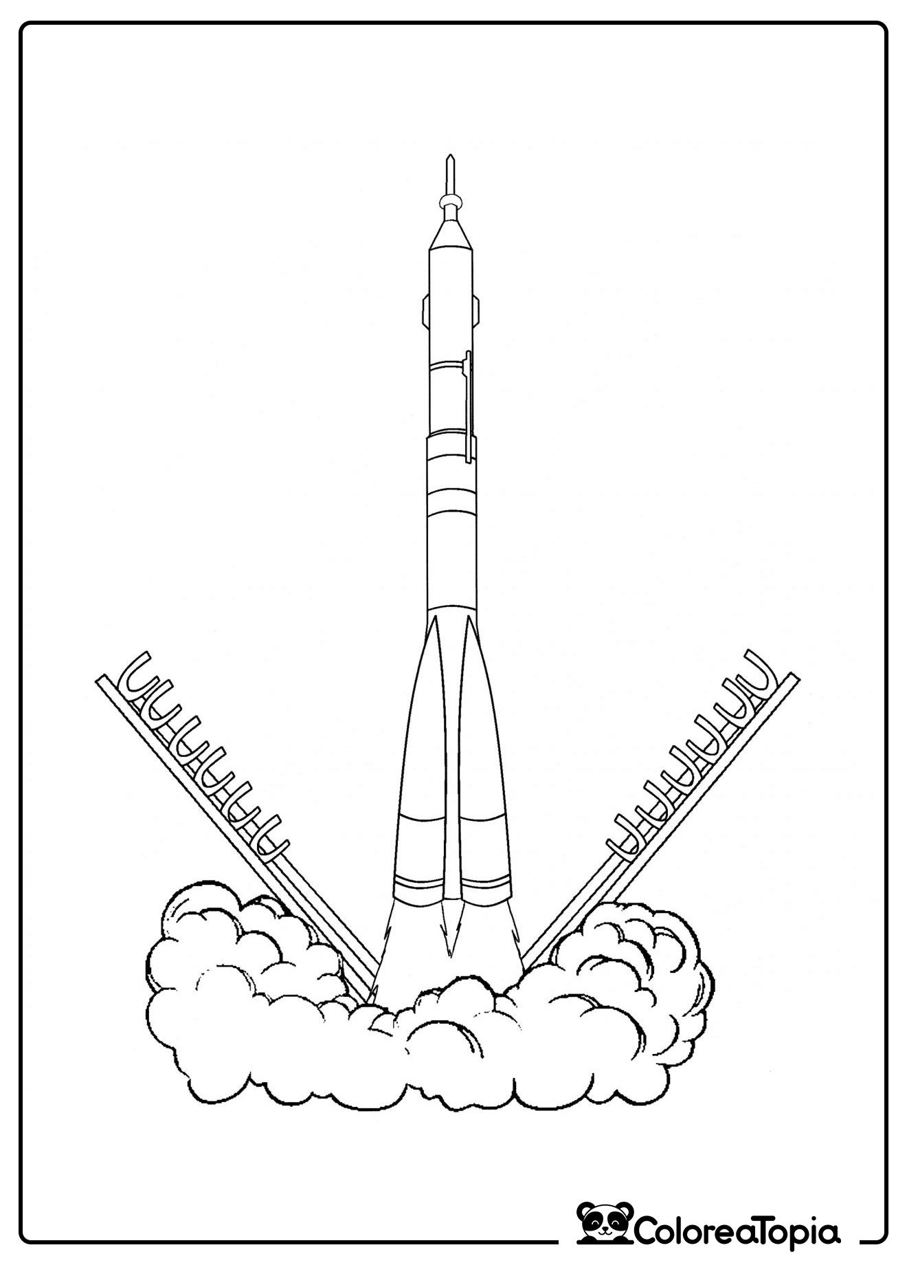 Lanzamiento de la nave "Soyuz" - dibujo para colorear