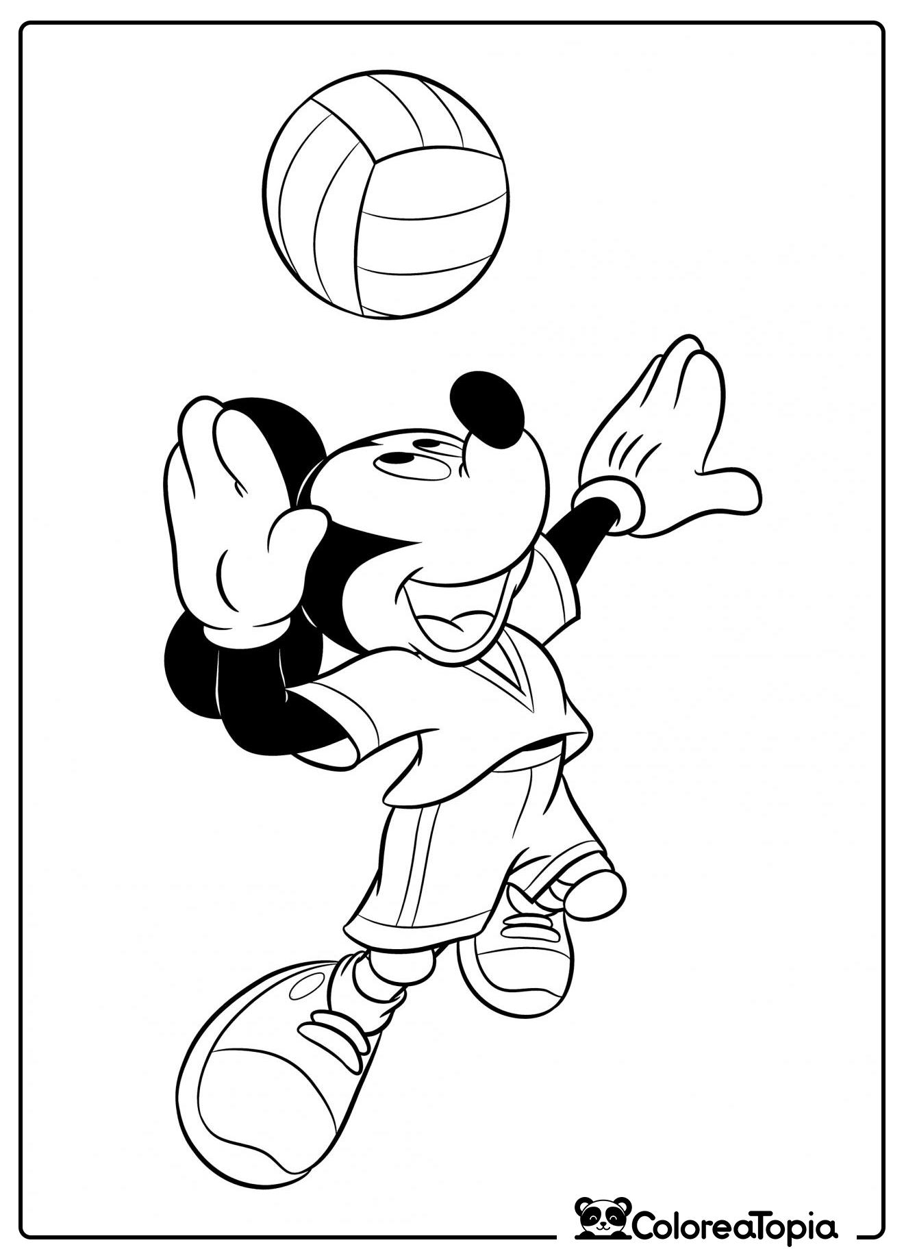 Mickey lanza la pelota - dibujo para colorear