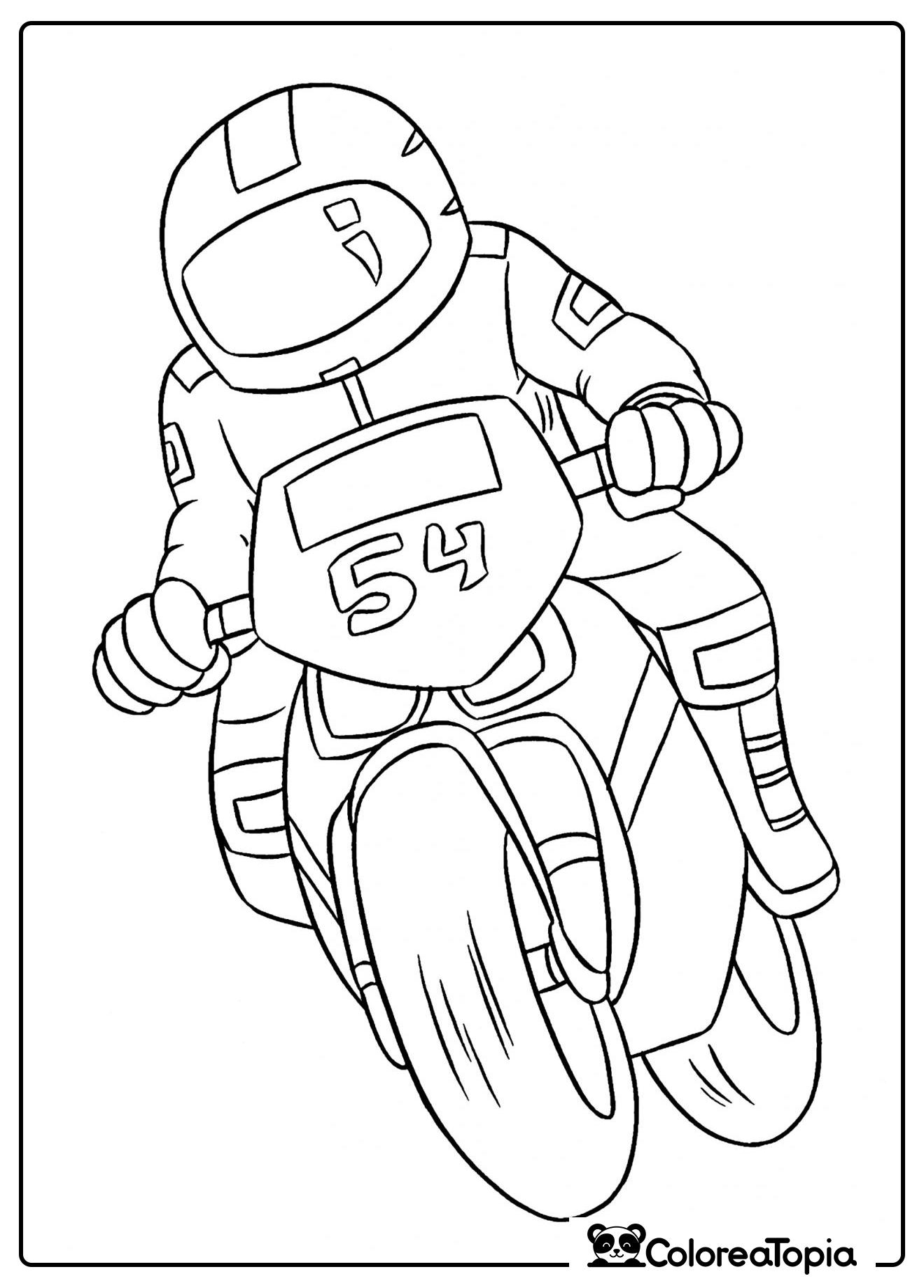 Motociclista con equipo completo - dibujo para colorear