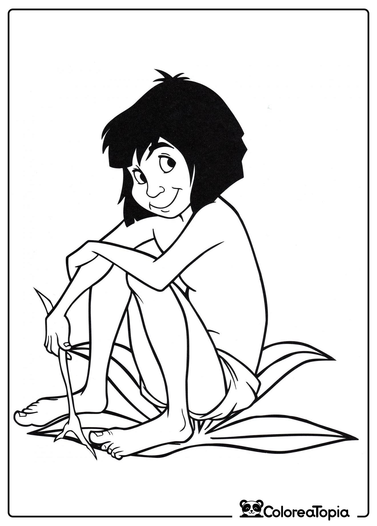 Mowgli sonriente - dibujo para colorear