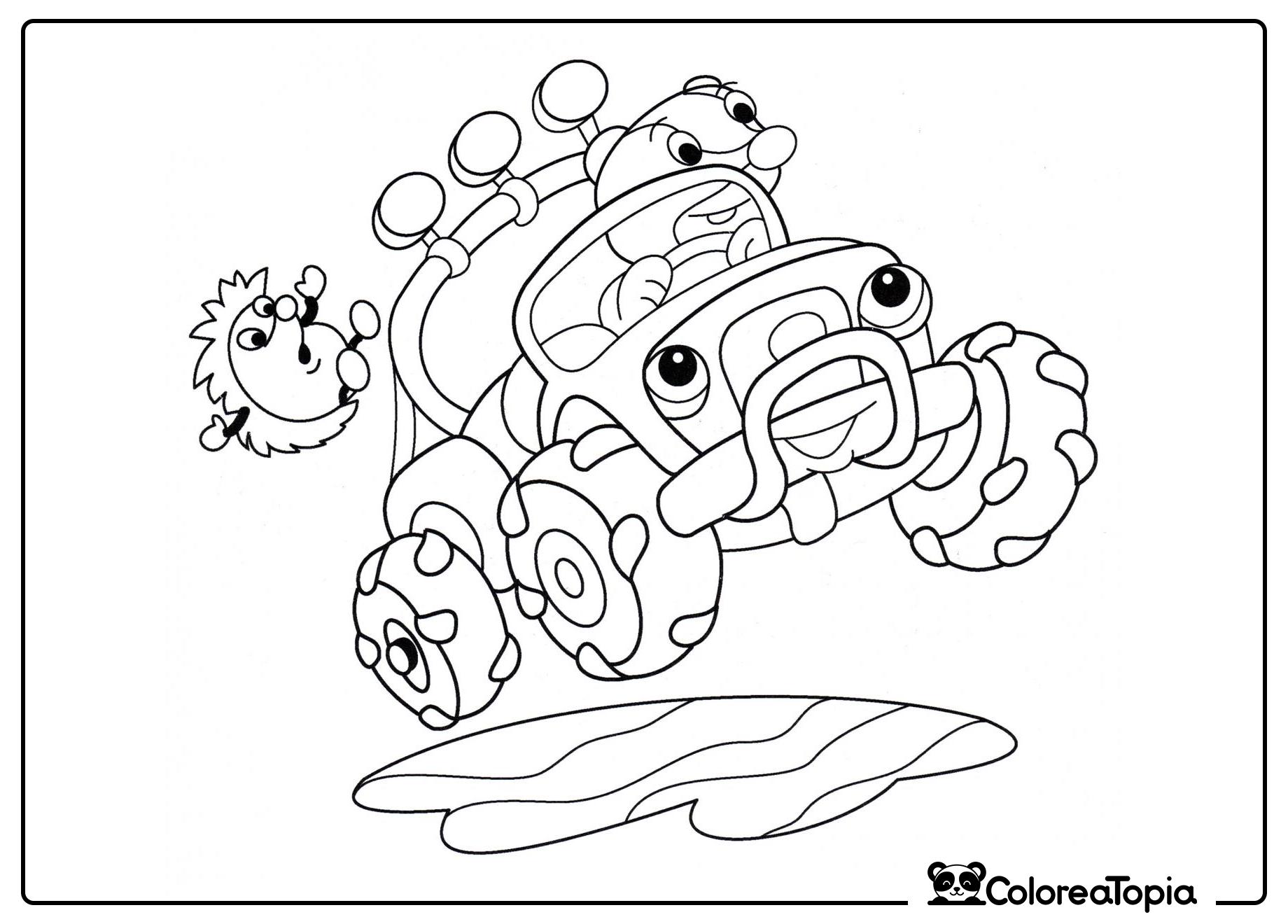 Tejón en jeep - dibujo para colorear