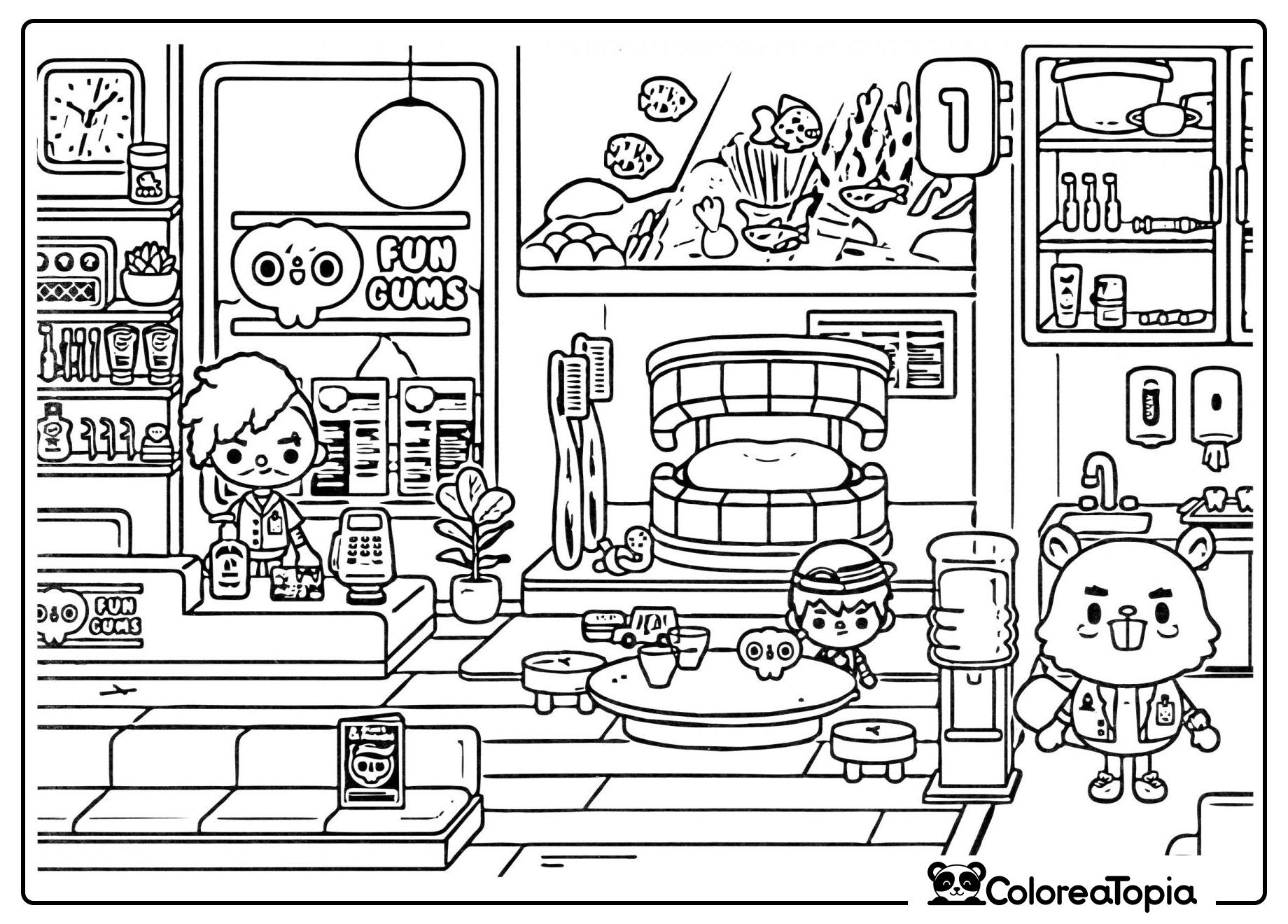 Toca Boca tienda divertida - dibujo para colorear