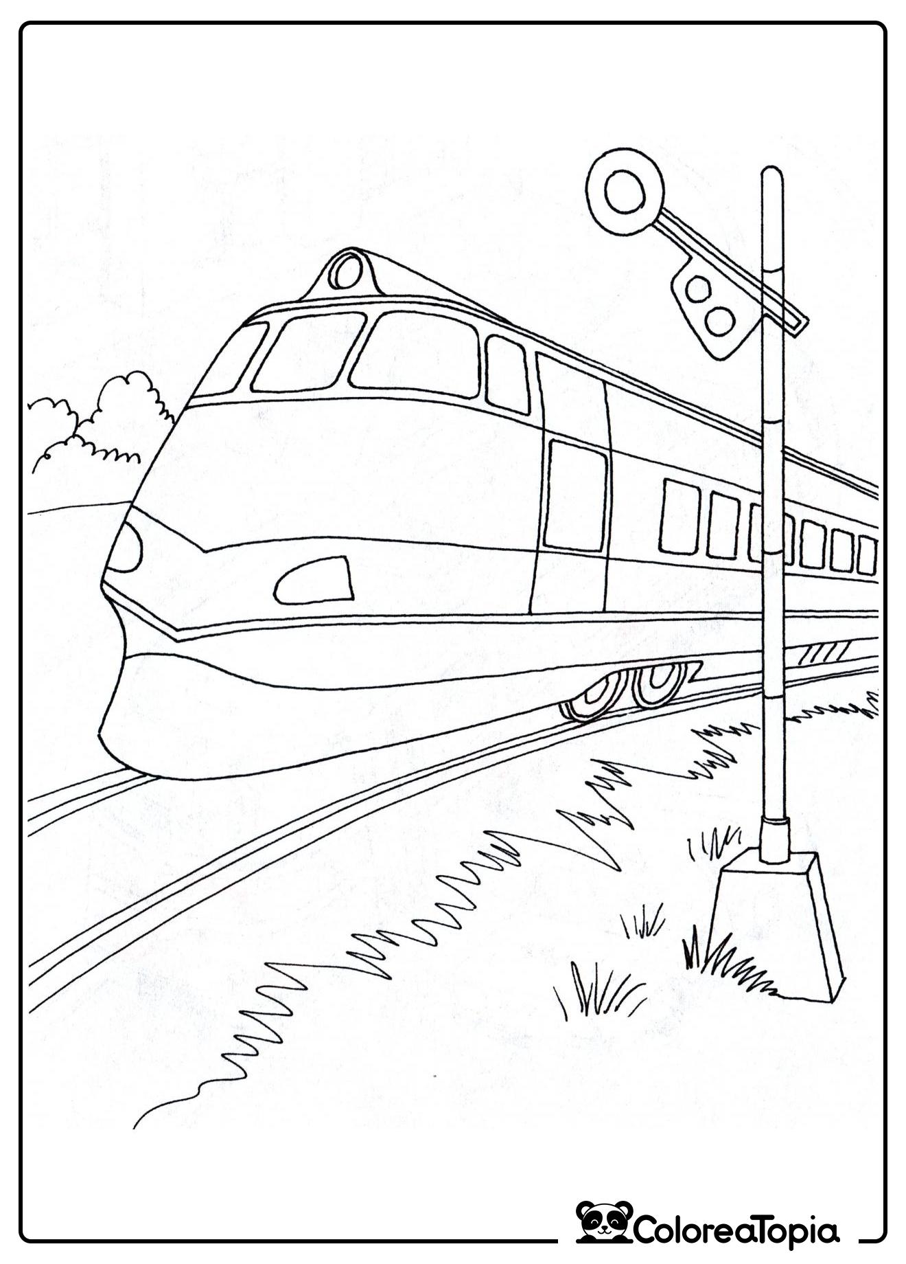 Tren en el semáforo - dibujo para colorear