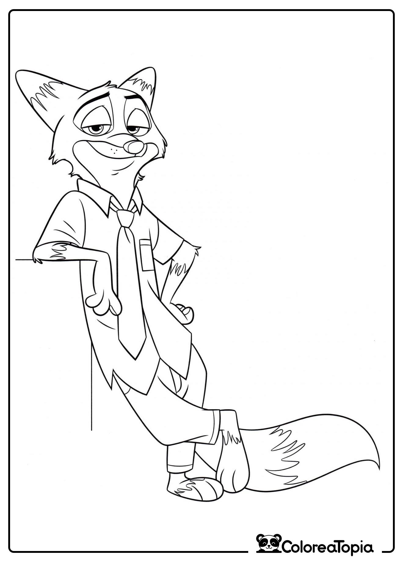 Zorro Nick Wilde - dibujo para colorear