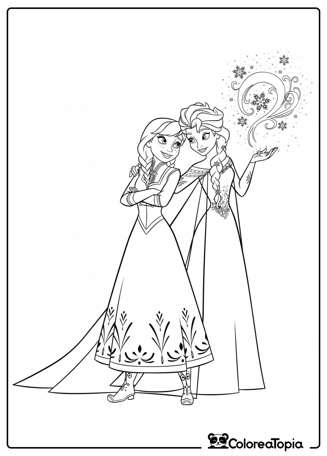 Ana y Elsa - dibujo para colorear