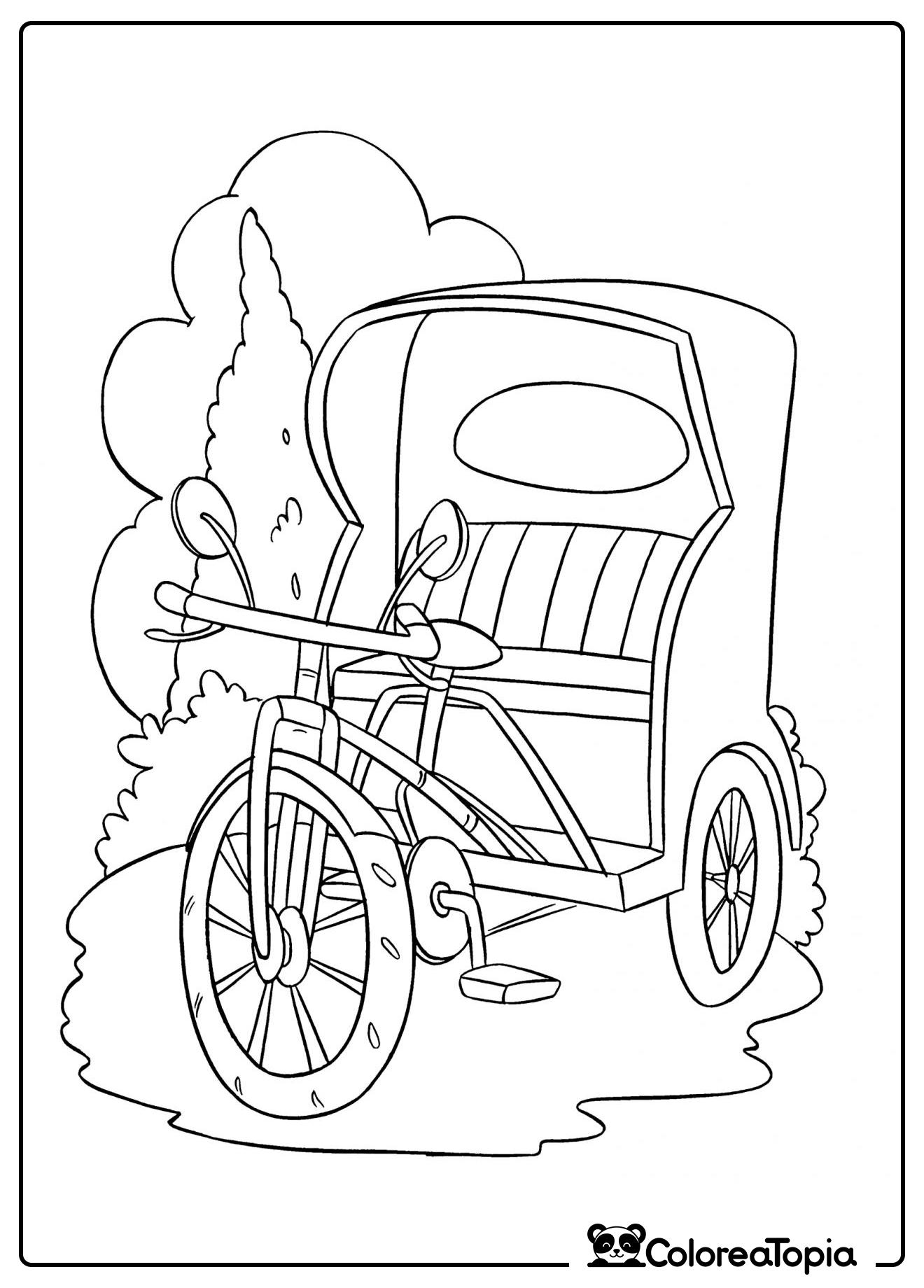 Bicicleta con un pequeño carro - dibujo para colorear