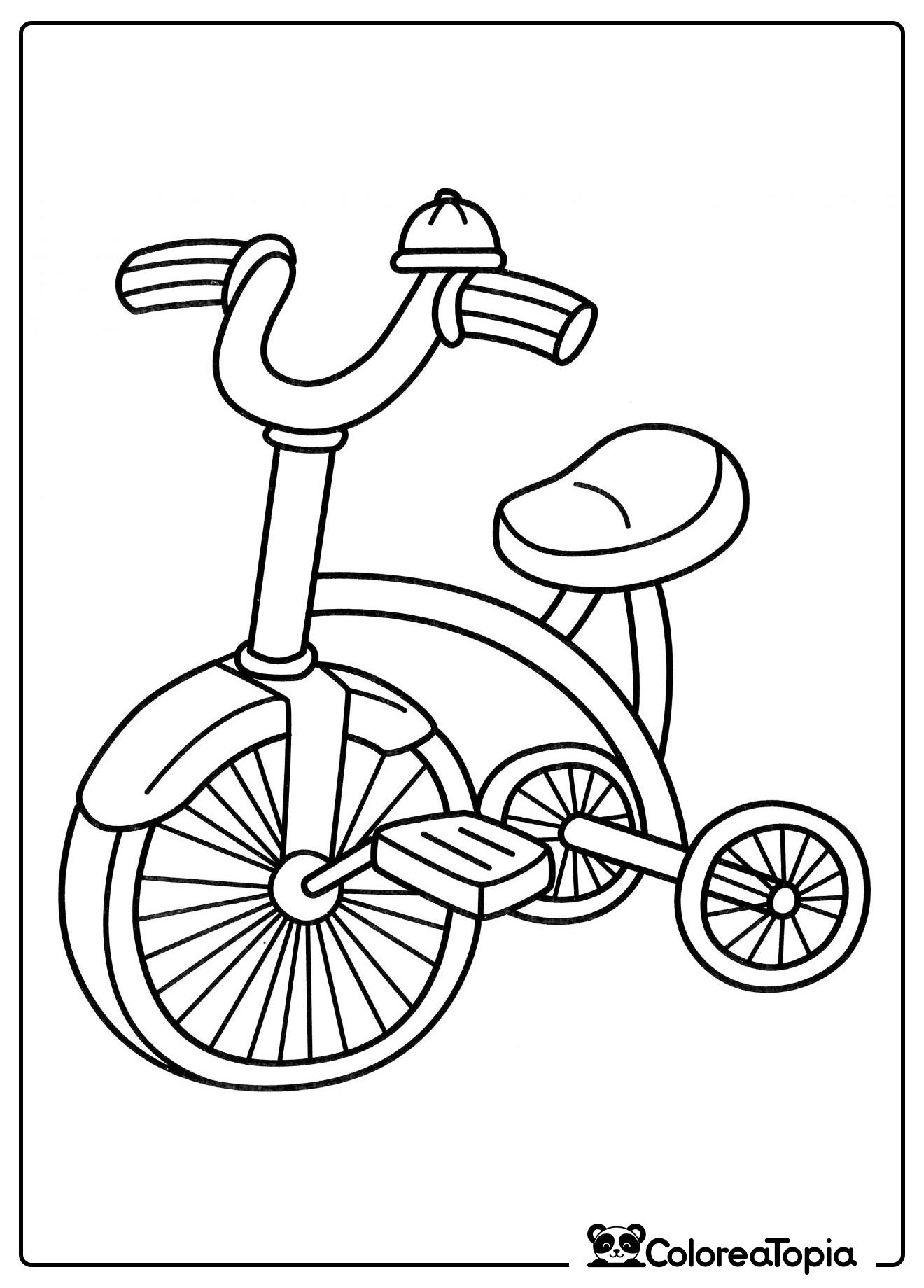 Bicicleta de tres ruedas con timbre - dibujo para colorear