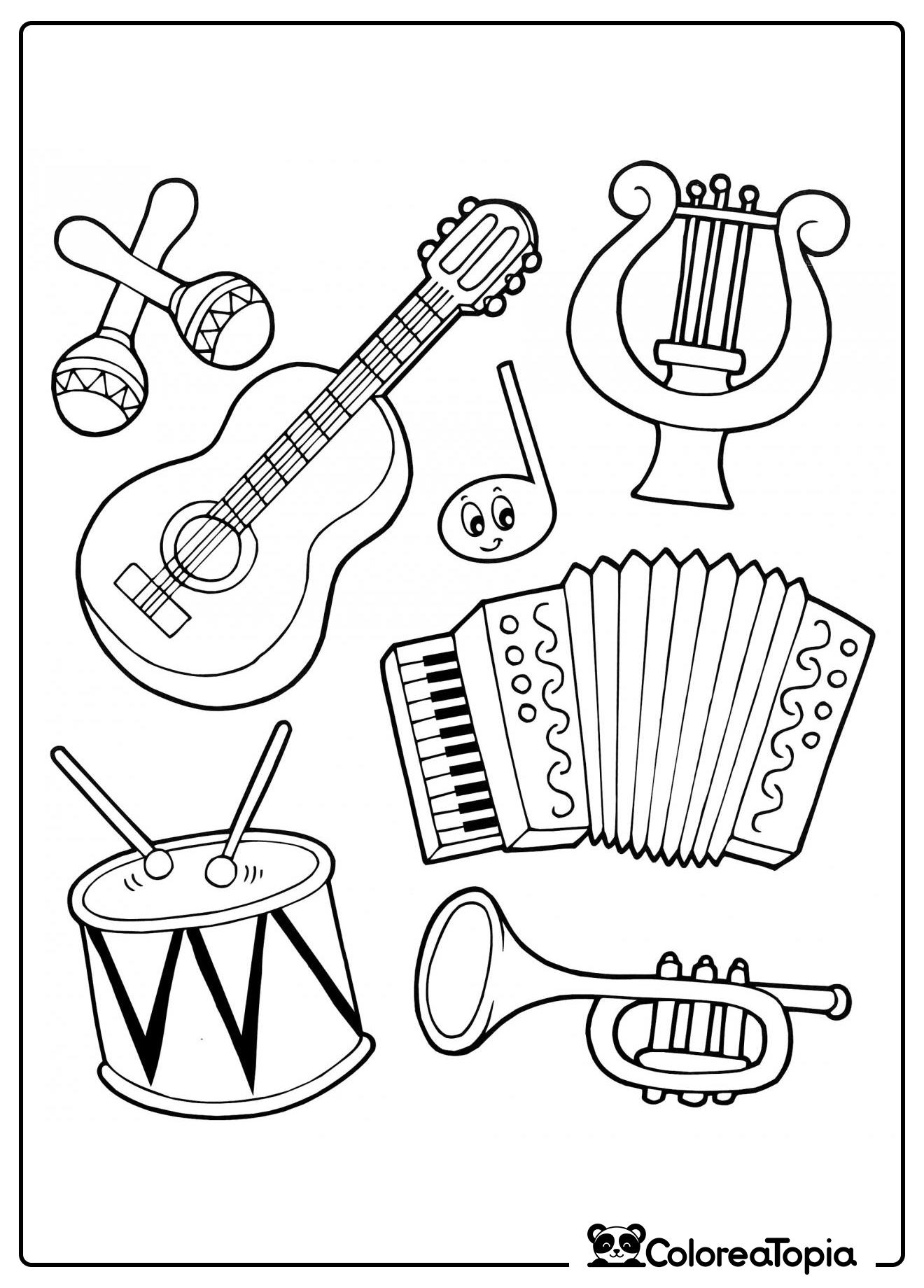 Conjunto musical - dibujo para colorear