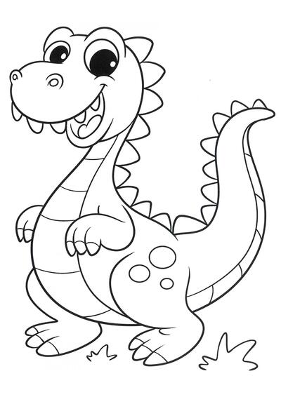 Dibujo para colorear de un pequeño dinosaurio