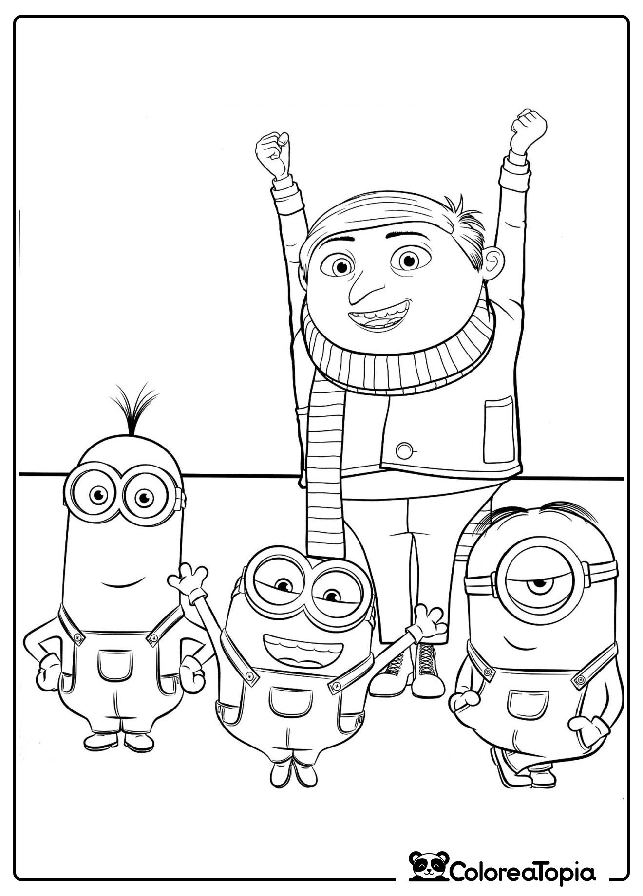 Joven Gru y los minions - dibujo para colorear