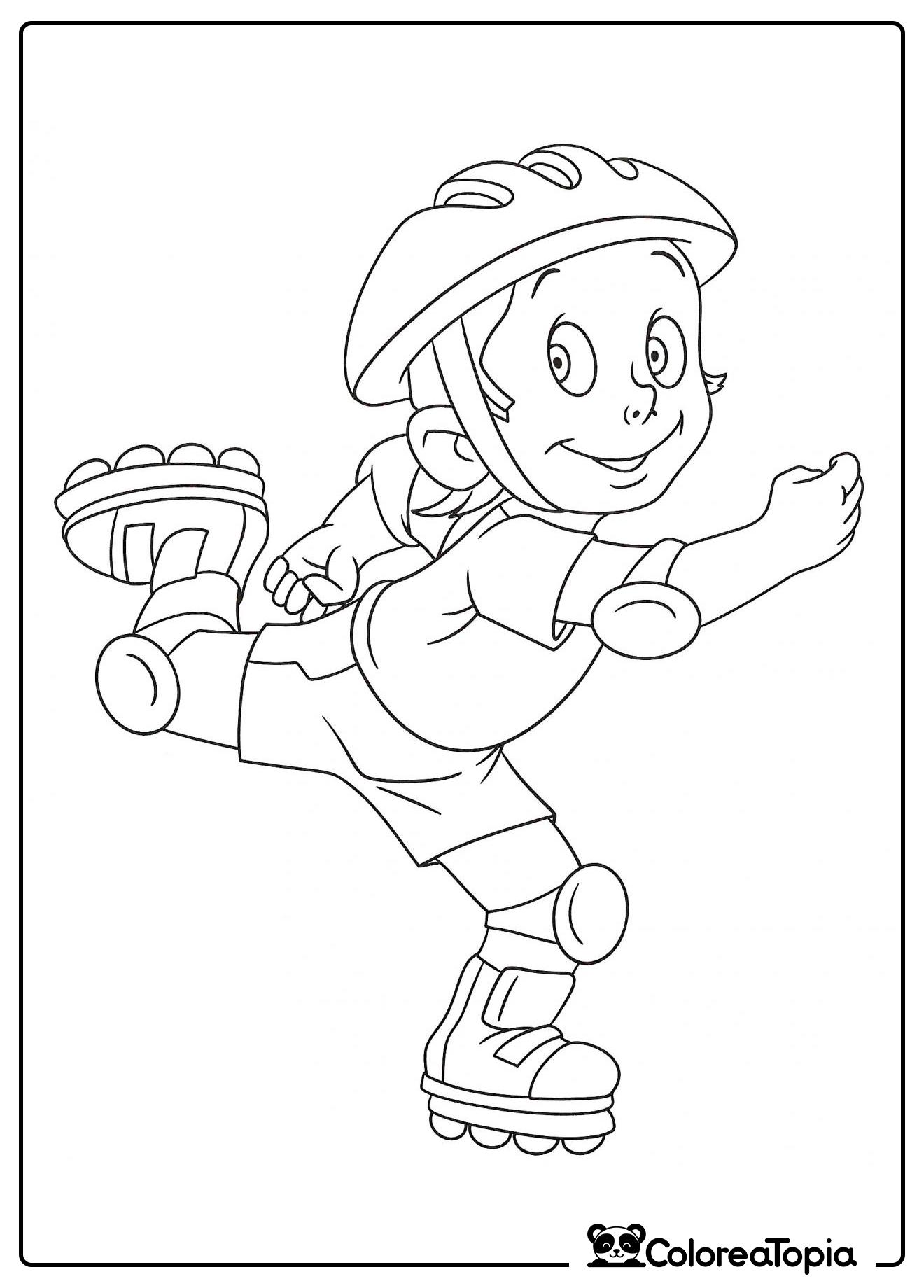 Niña en patines - dibujo para colorear