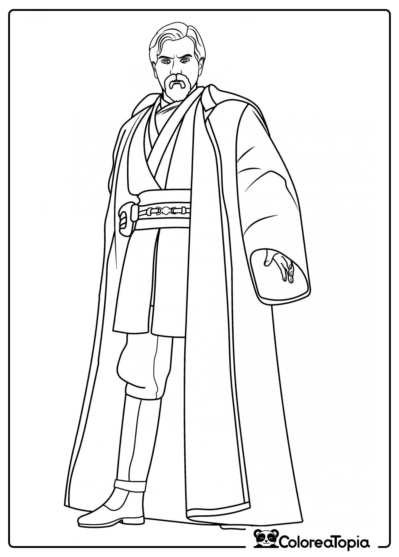 Obi-Wan con capa - dibujo para colorear