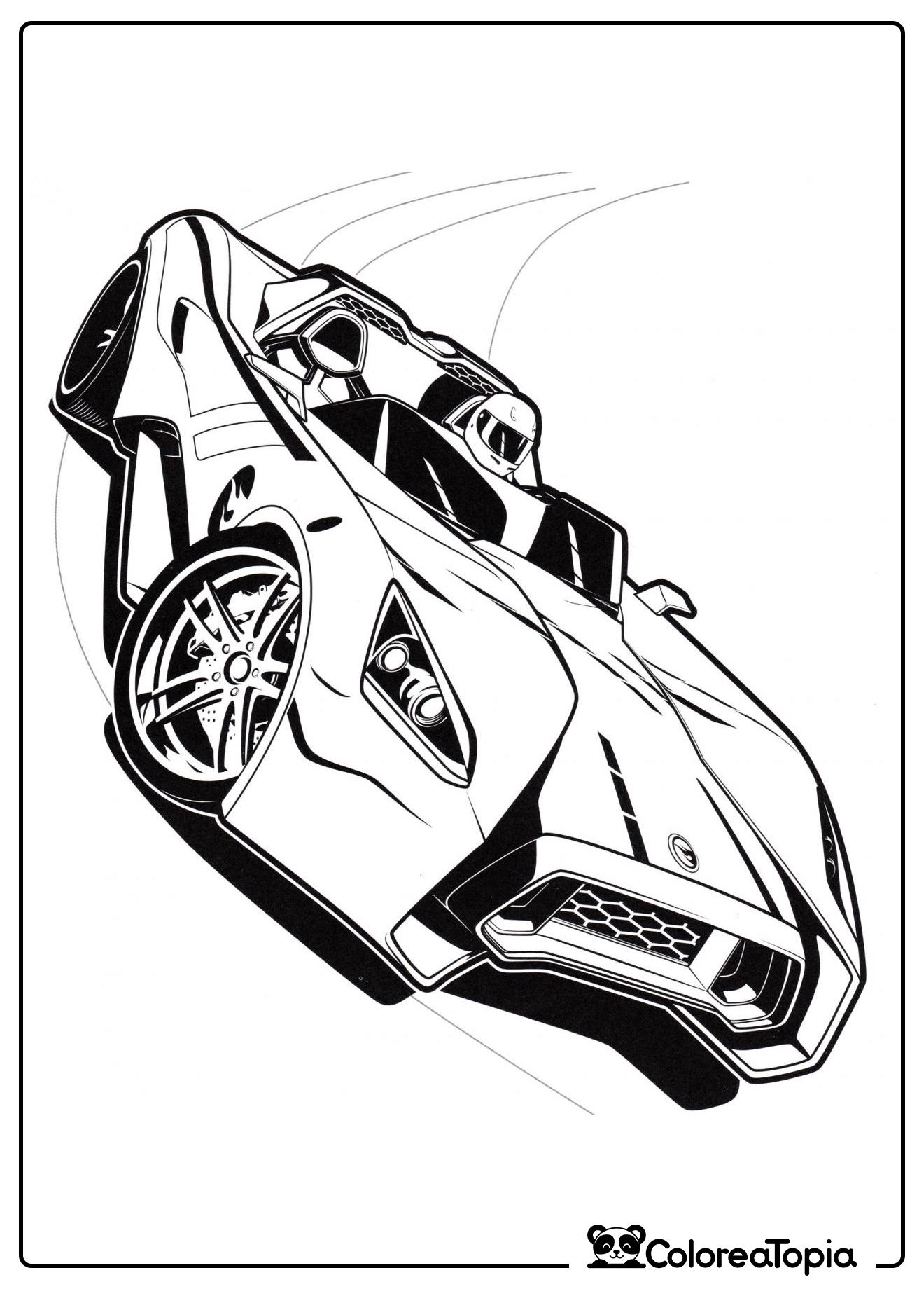 Piloto de Hot Wheels en una curva - dibujo para colorear