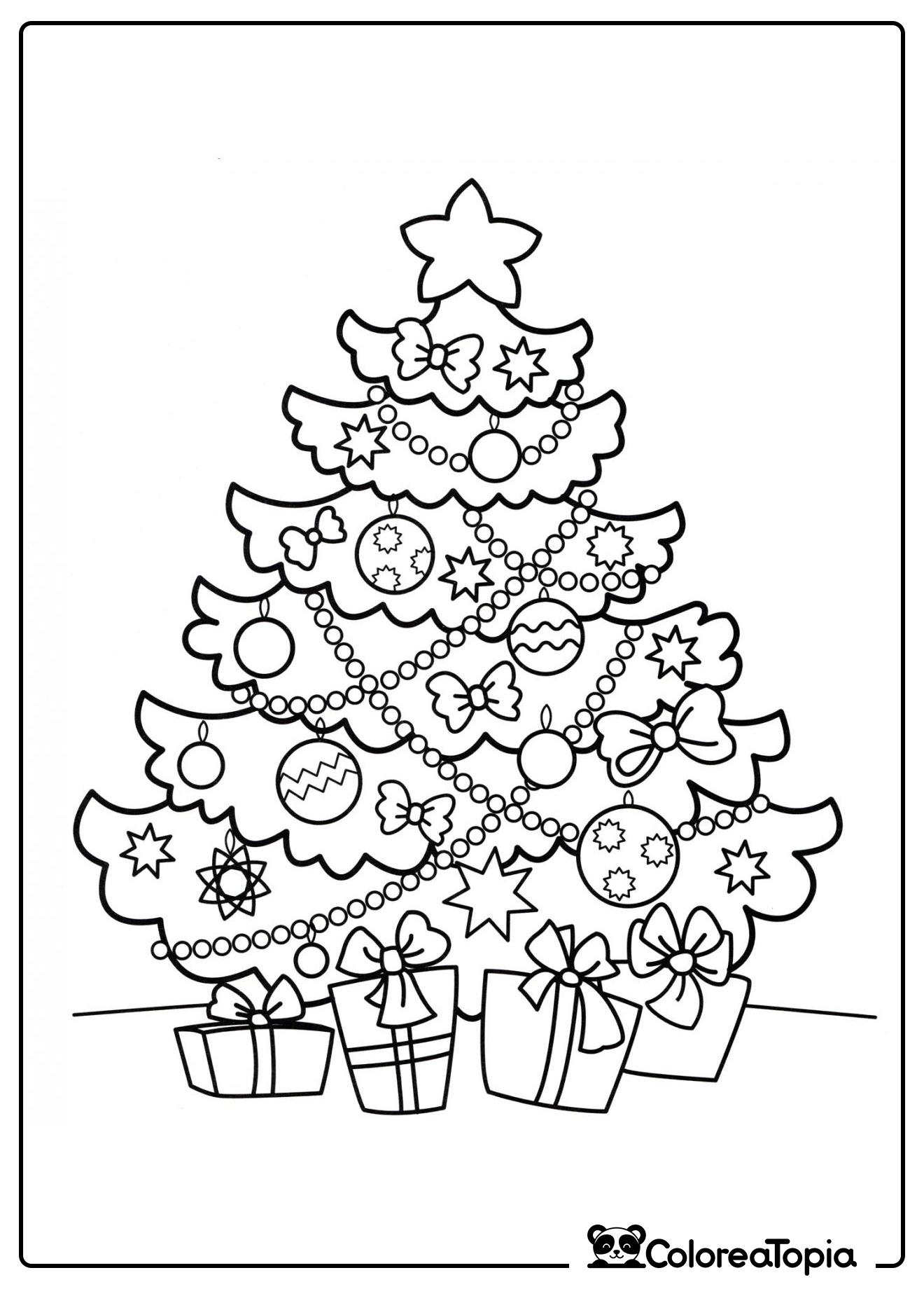 Regalos debajo del árbol de Navidad - dibujo para colorear