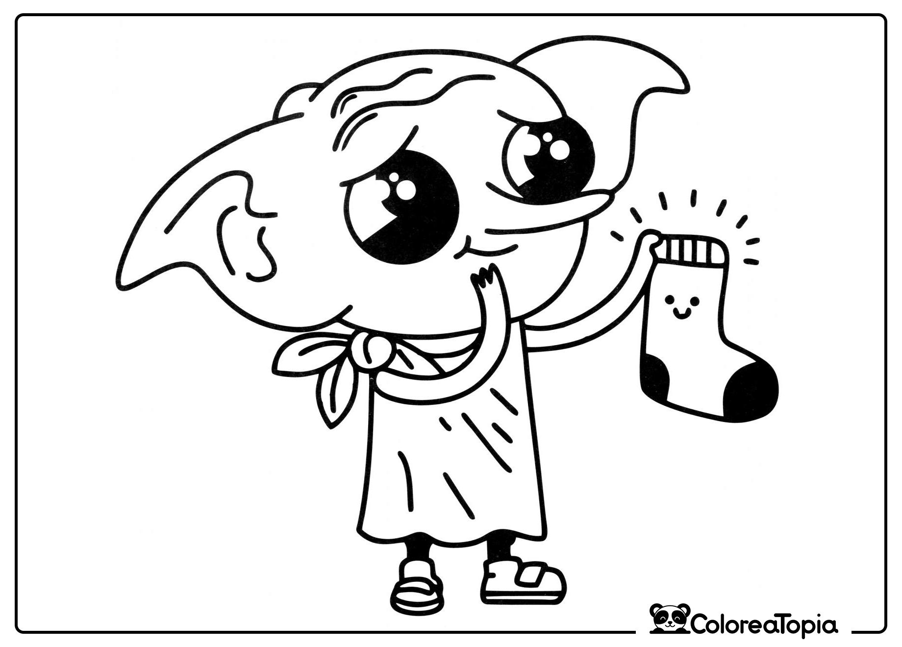 Dobby con calcetín - dibujo para colorear