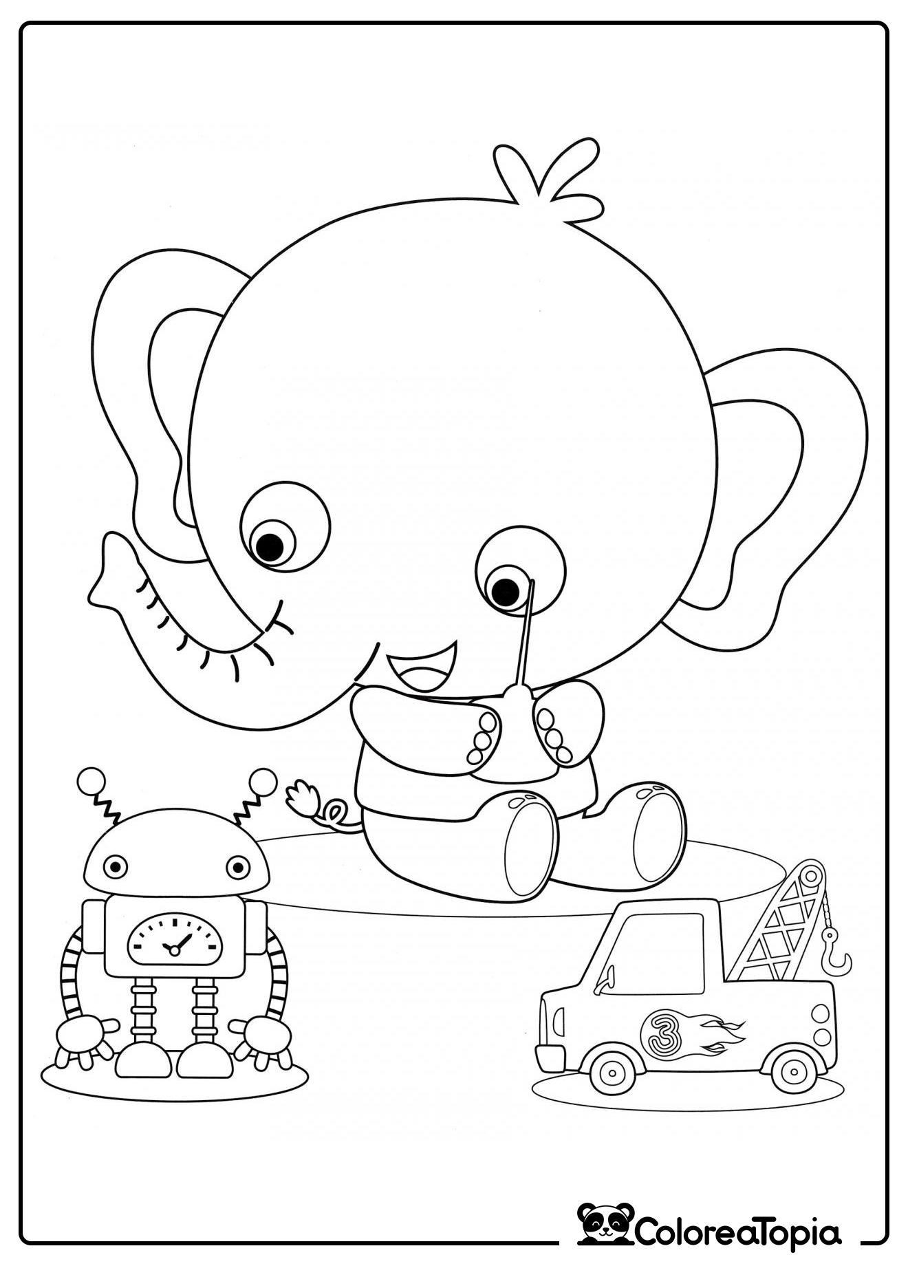 Elefante con juguetes - dibujo para colorear