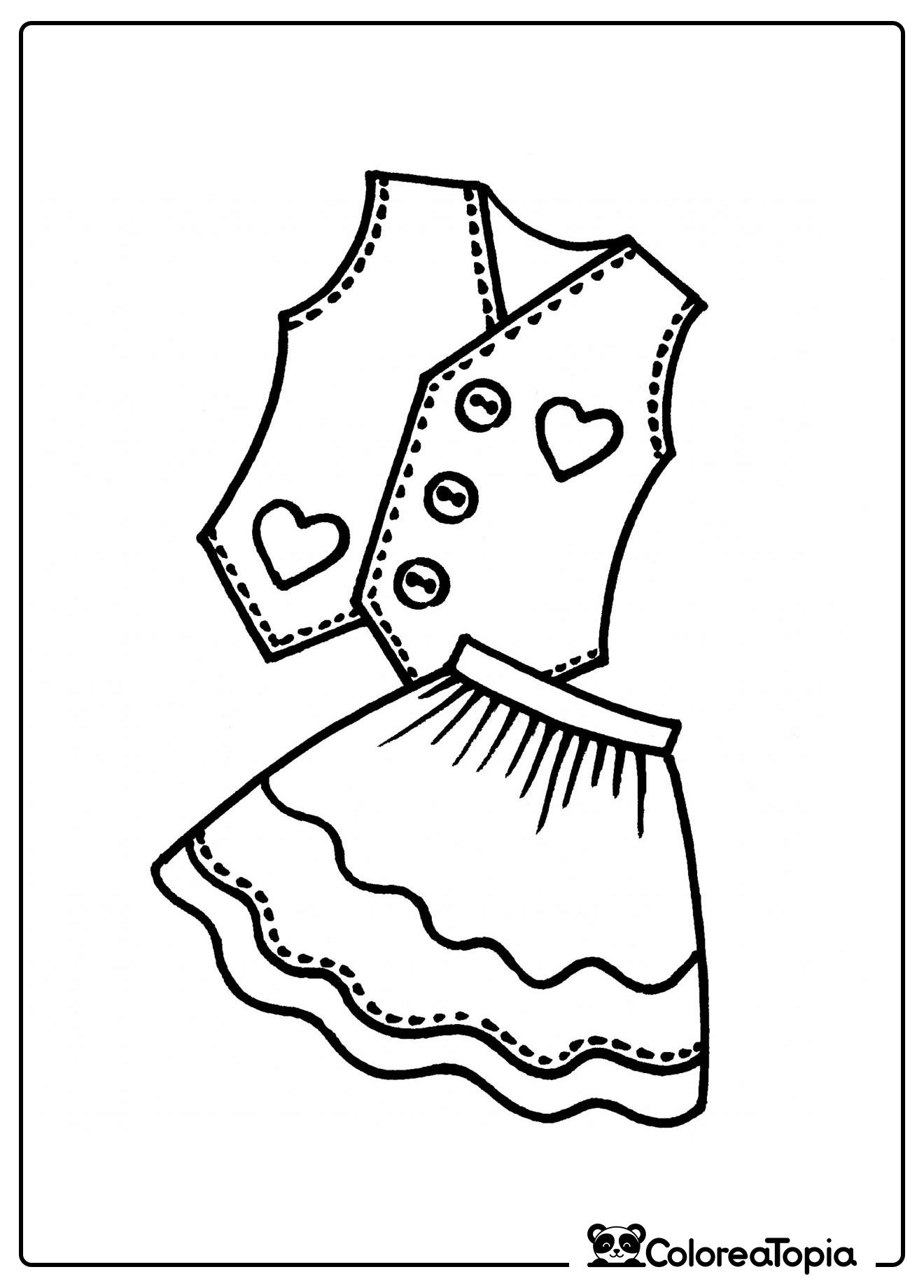 Falda y chaleco con corazones - dibujo para colorear