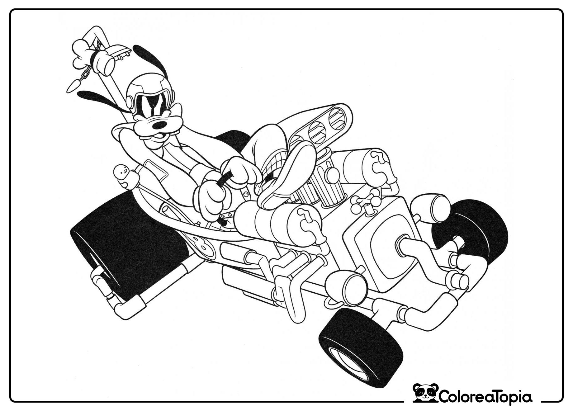 Goofy corre en coche - dibujo para colorear