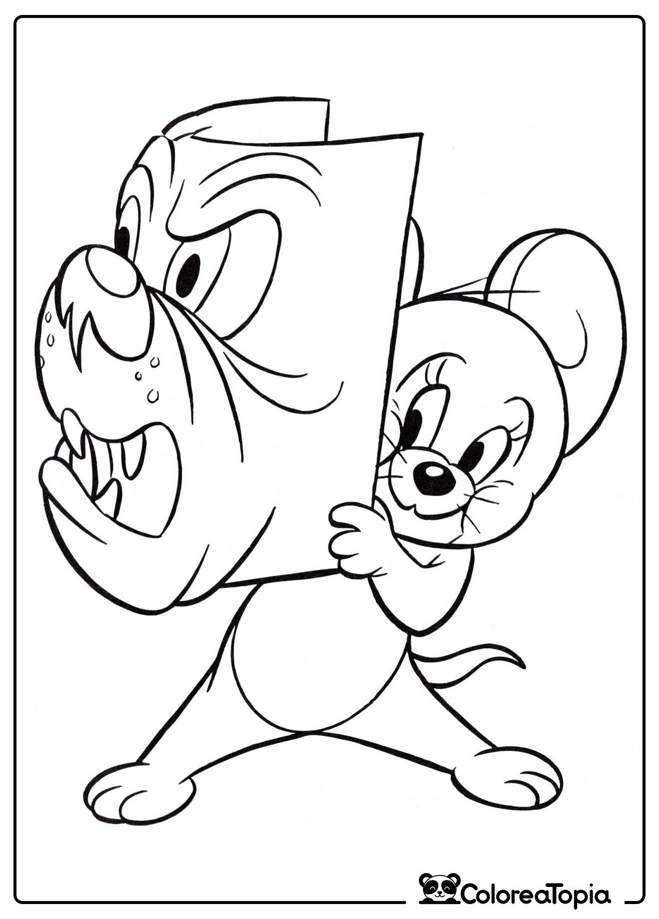 Jerry decidió asustar a Tom - dibujo para colorear