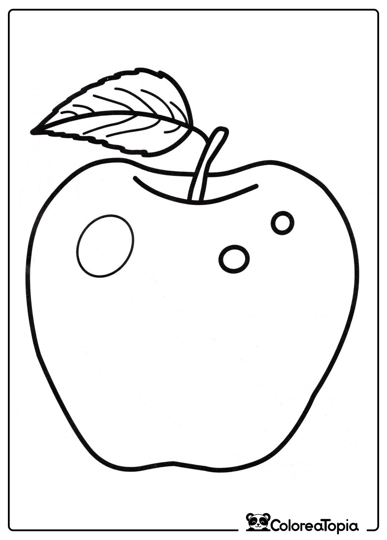 Manzana jugosa con una hojita - dibujo para colorear