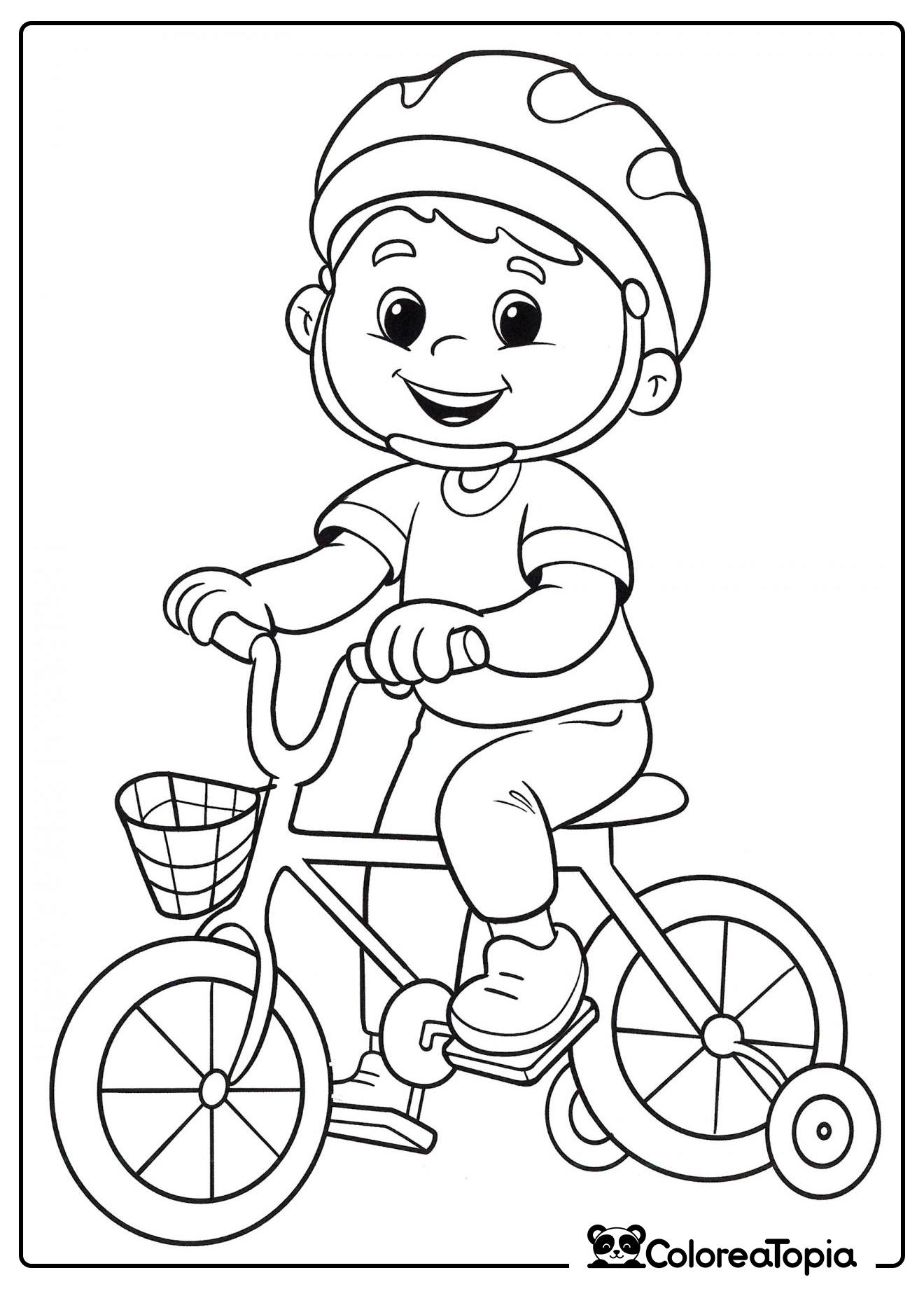 Niño en bicicleta - dibujo para colorear