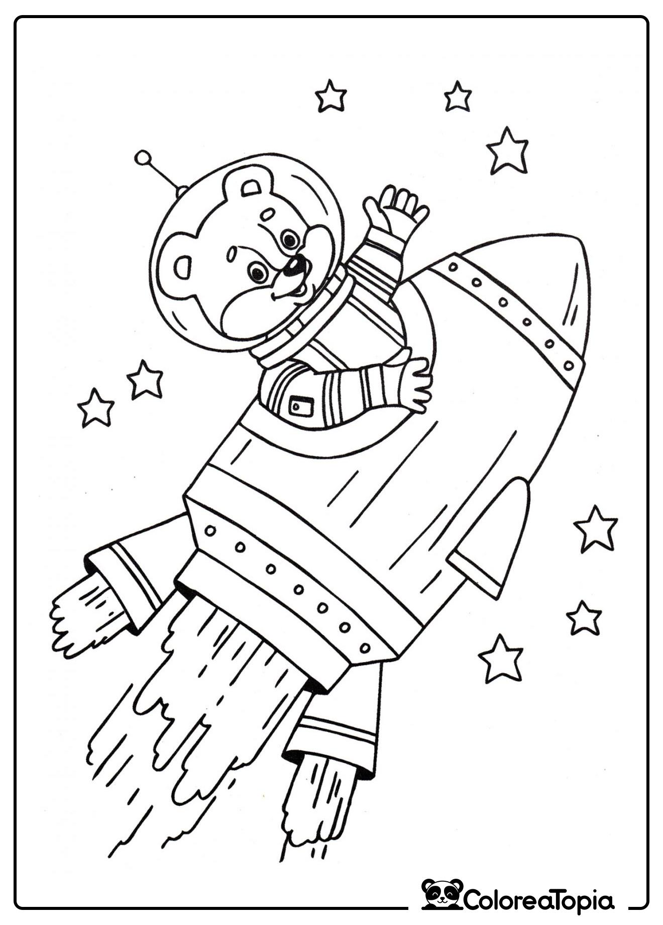 Osito astronauta - dibujo para colorear