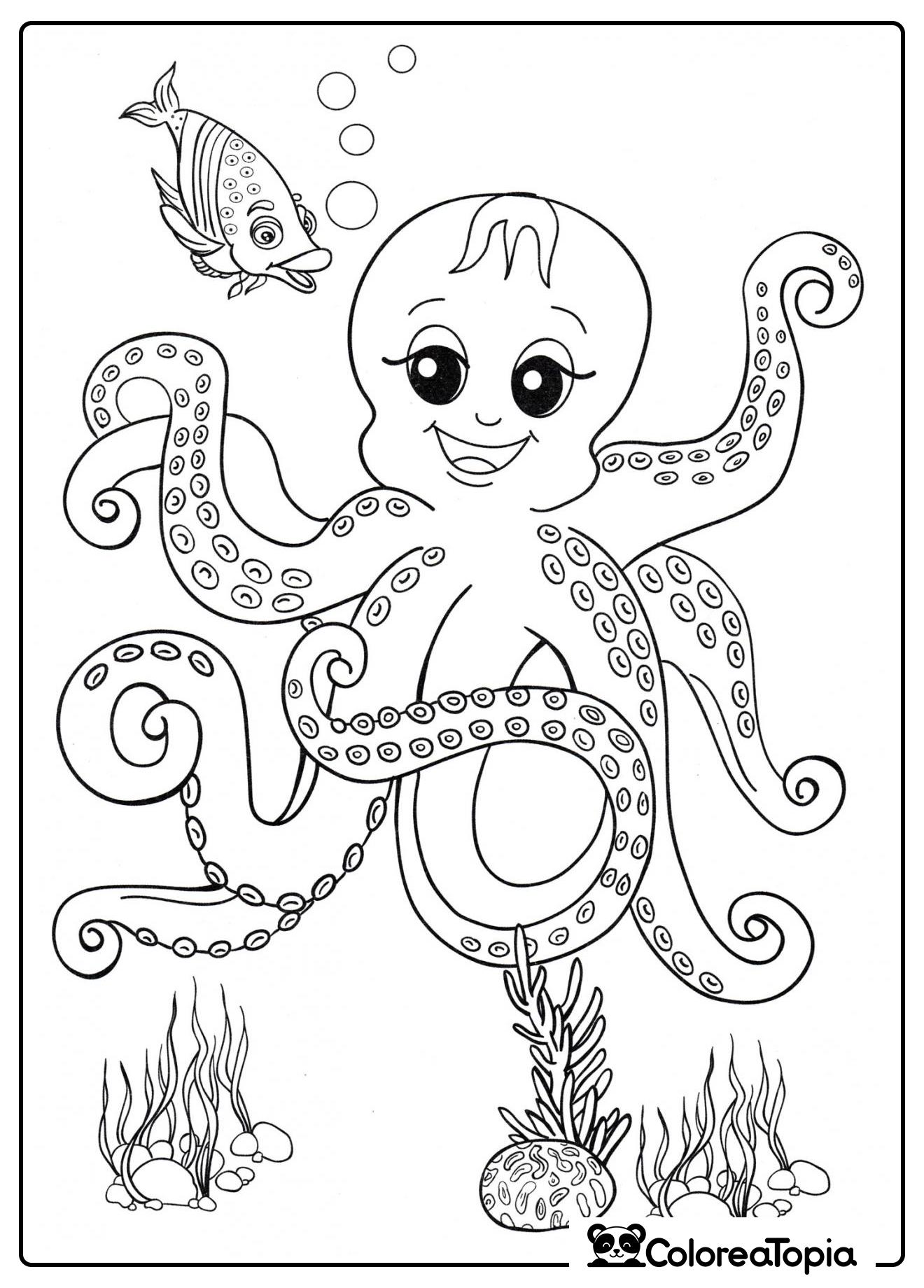 Pulpo divertido - dibujo para colorear