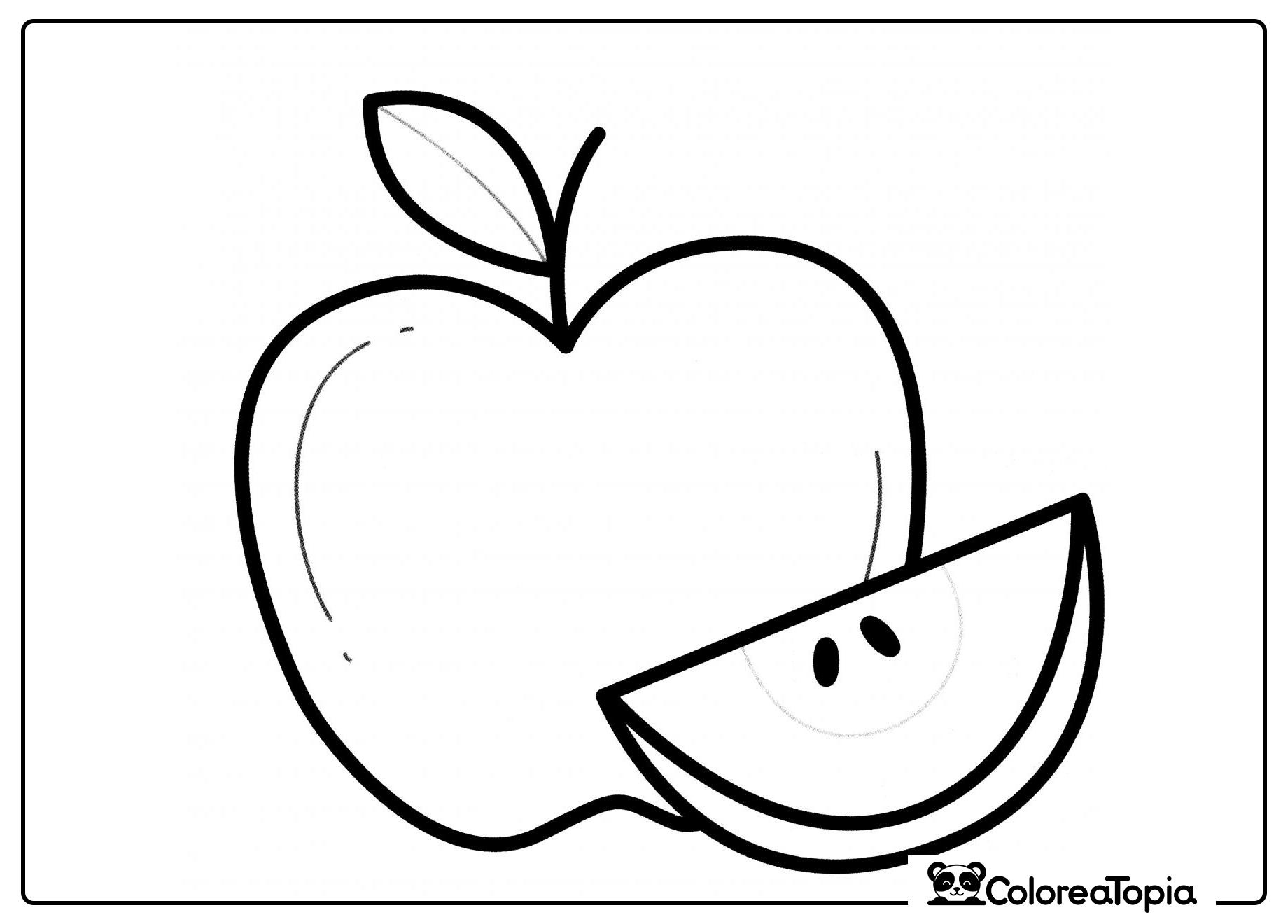 Rebanada de manzana - dibujo para colorear