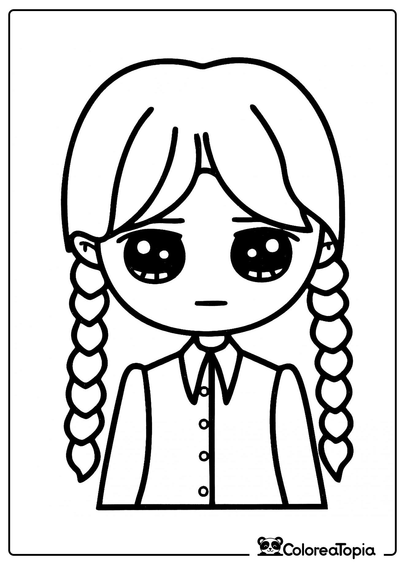 Wednesday Kawaii - dibujo para colorear